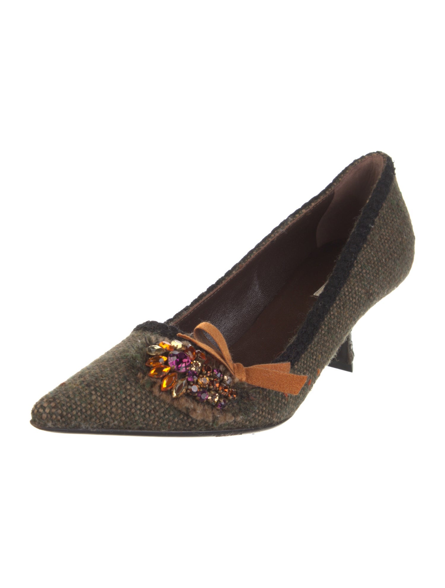 Prada Tweed Tweed Pattern Pumps