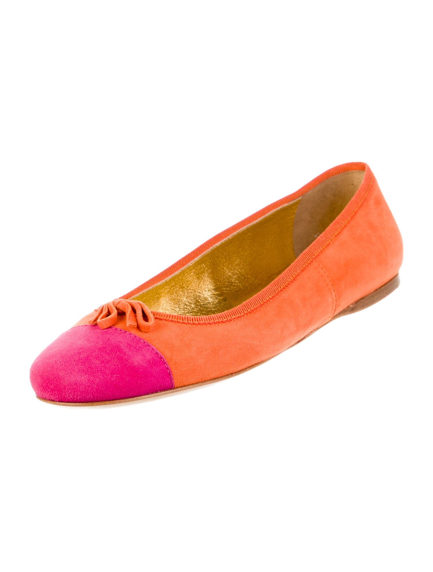 Prada Suede Bow Accents Ballet Flats