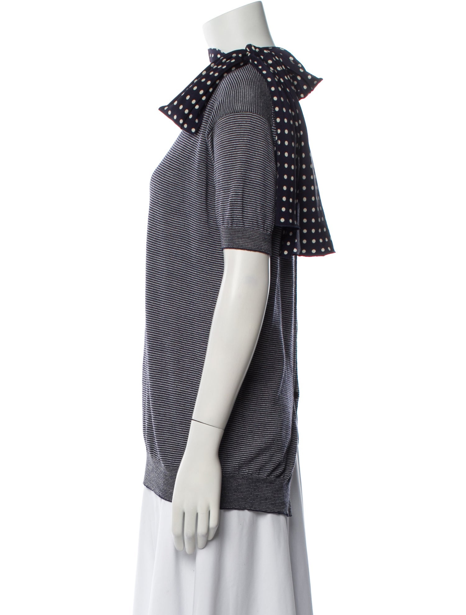 Prada 2013 Stripe Short Sleeve Button Up Sweater