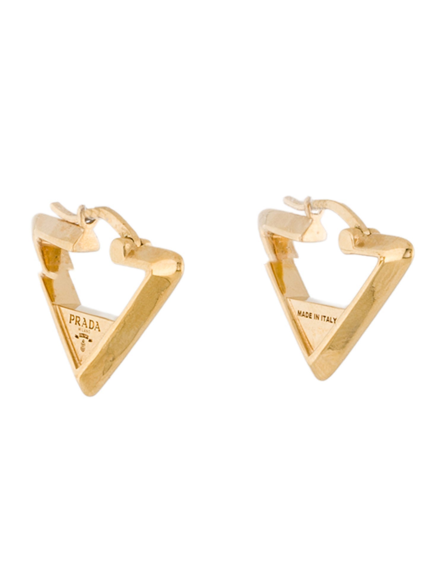 Prada Triangle Logo Hoop Earrings
