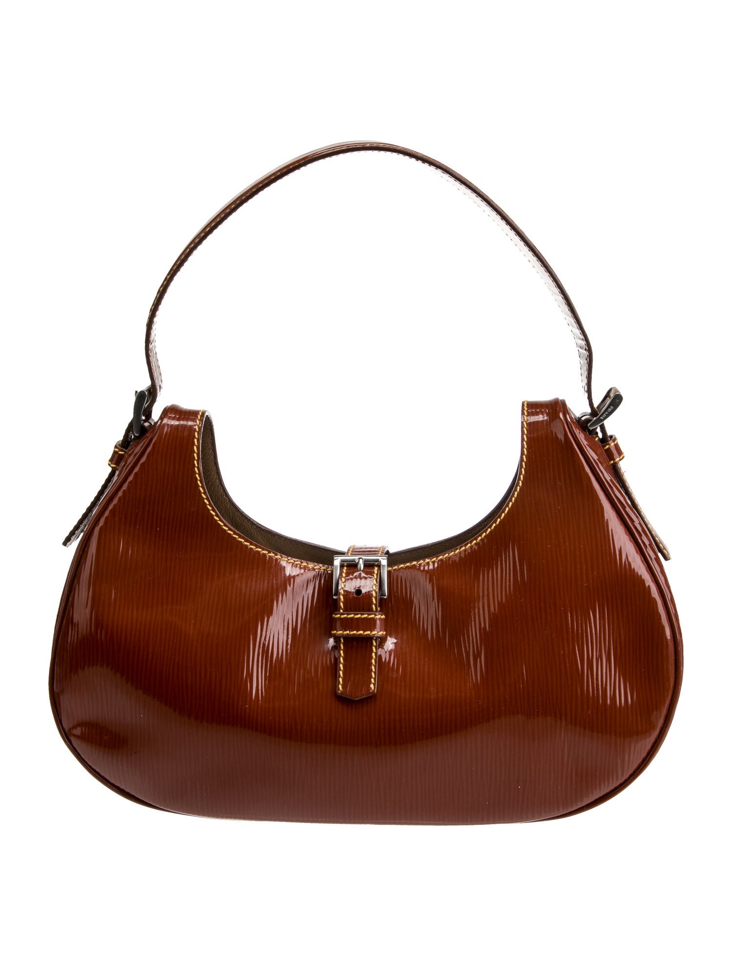 Prada Enameled Metal Triangle Top Handle Bag