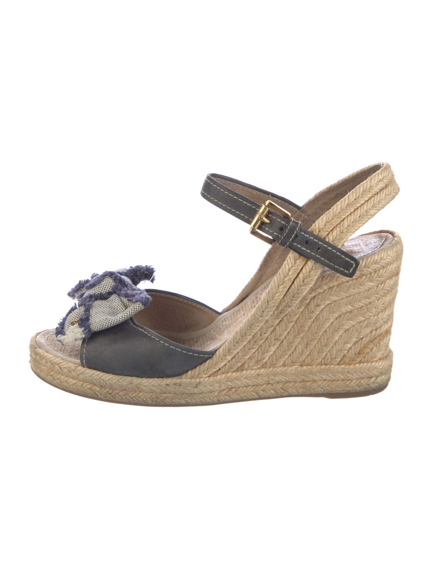 Prada Leather Bow Accents Espadrilles