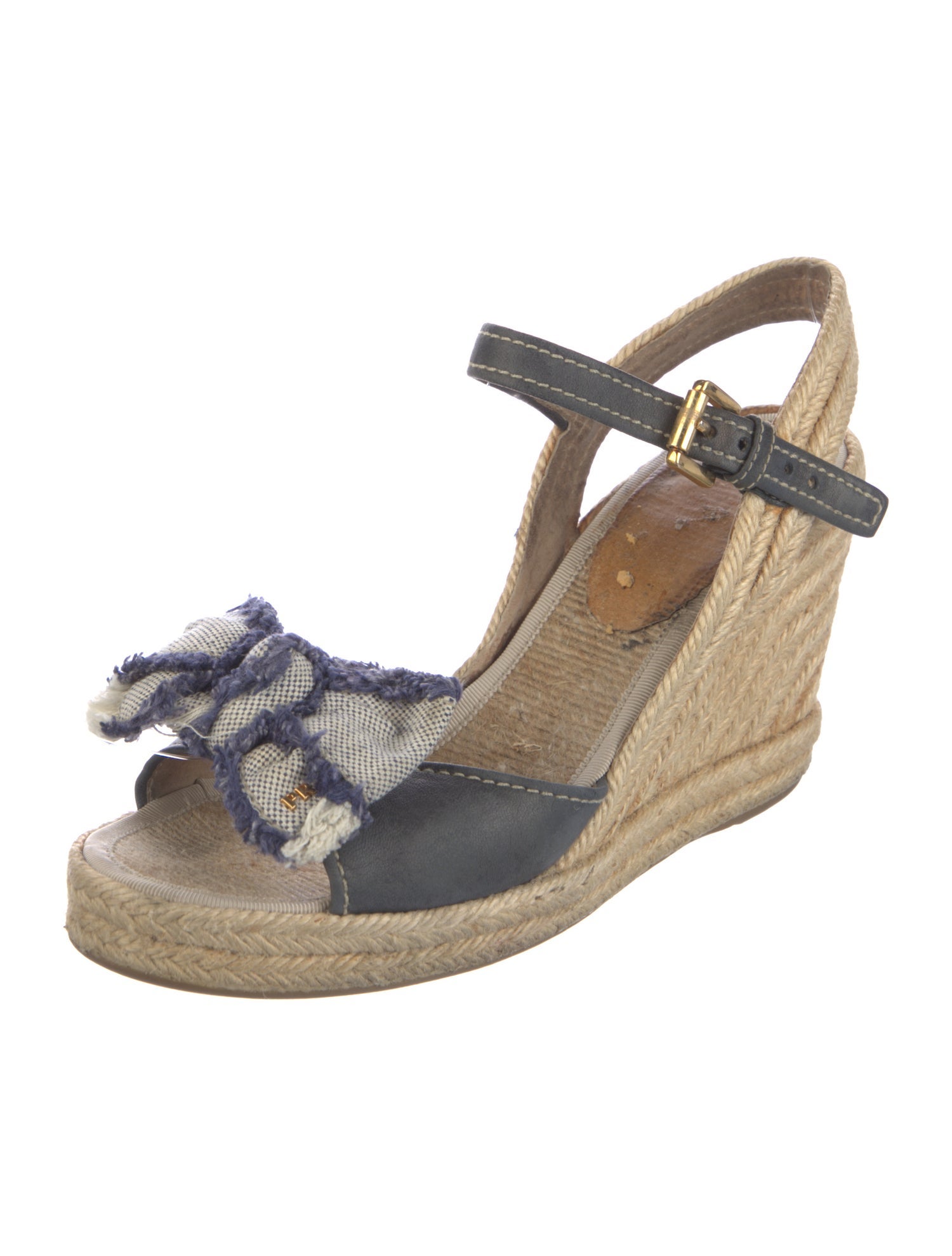 Prada Leather Bow Accents Espadrilles