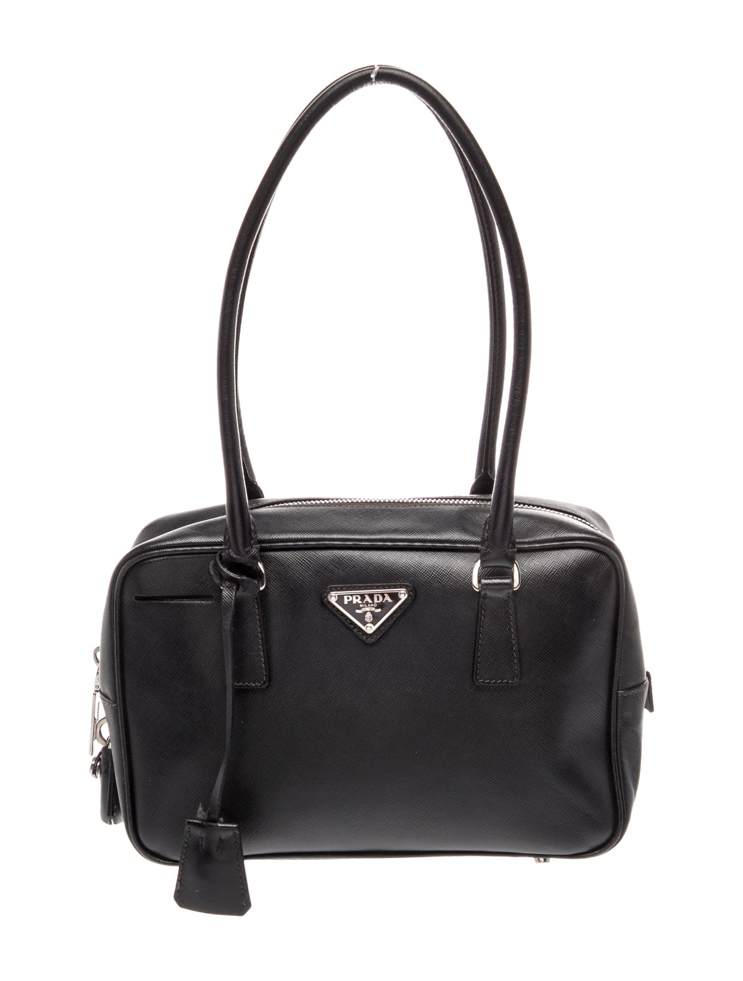 Prada Enameled Metal Triangle Bauletto