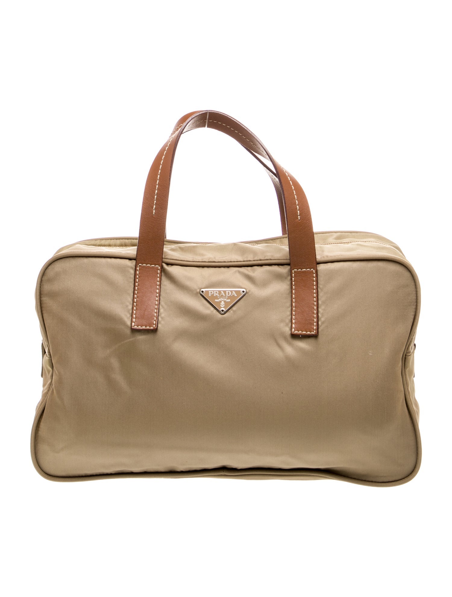 Prada Enameled Metal Triangle Top Handle Bag