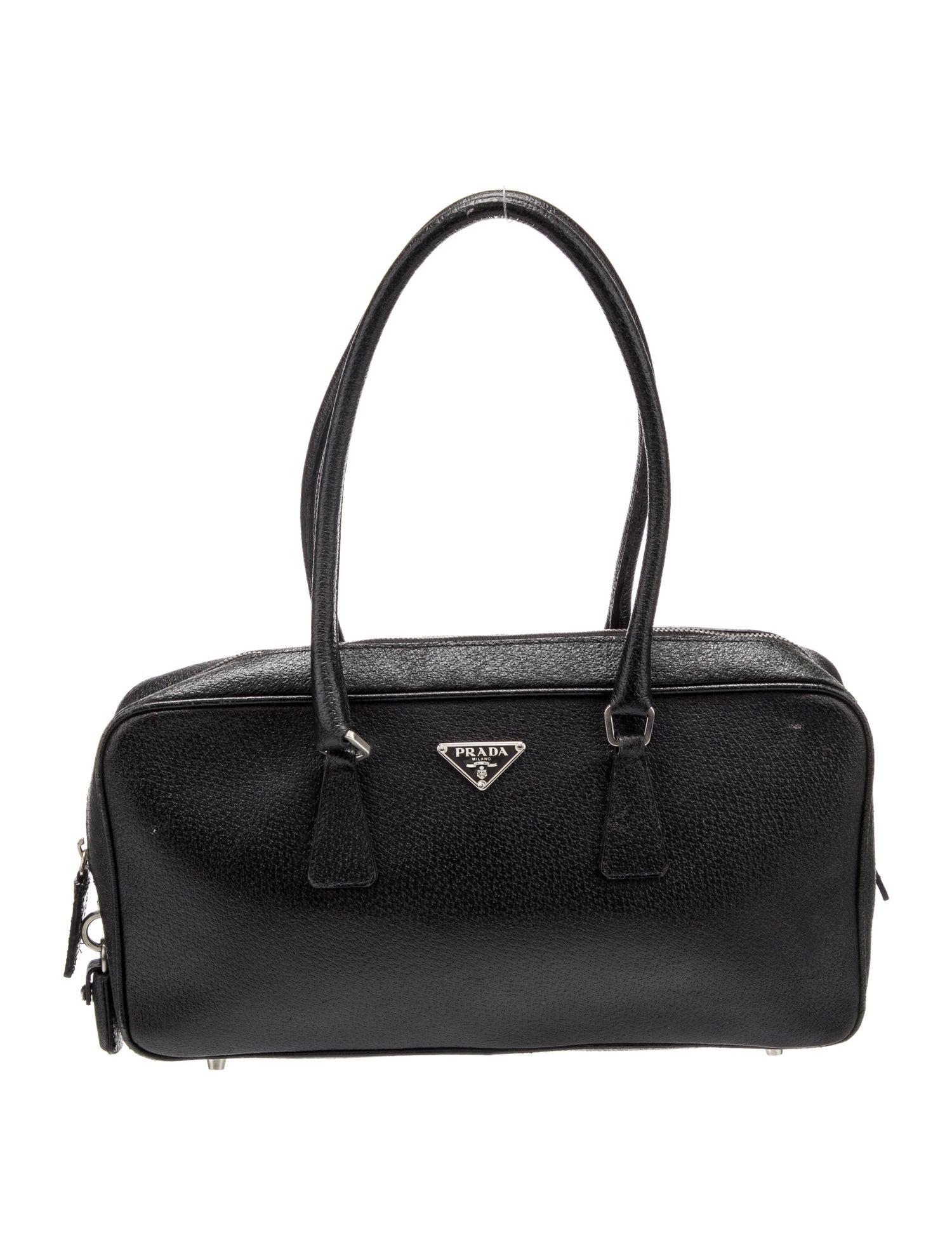 Prada Enameled Metal Triangle Bauletto