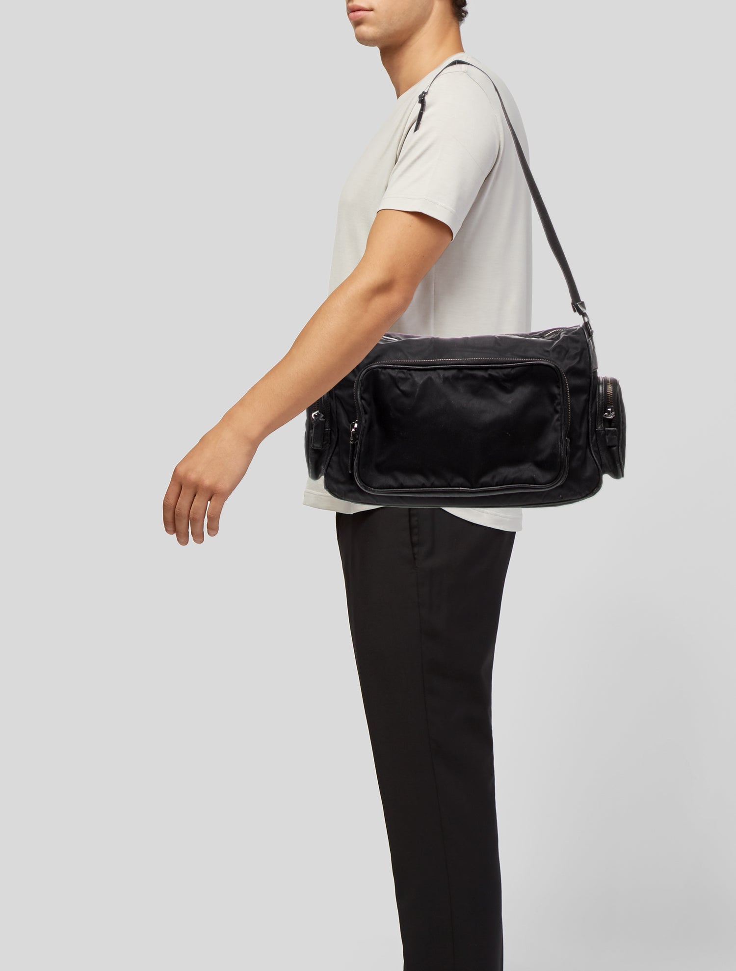 Prada Enameled Metal Triangle Messenger Bag