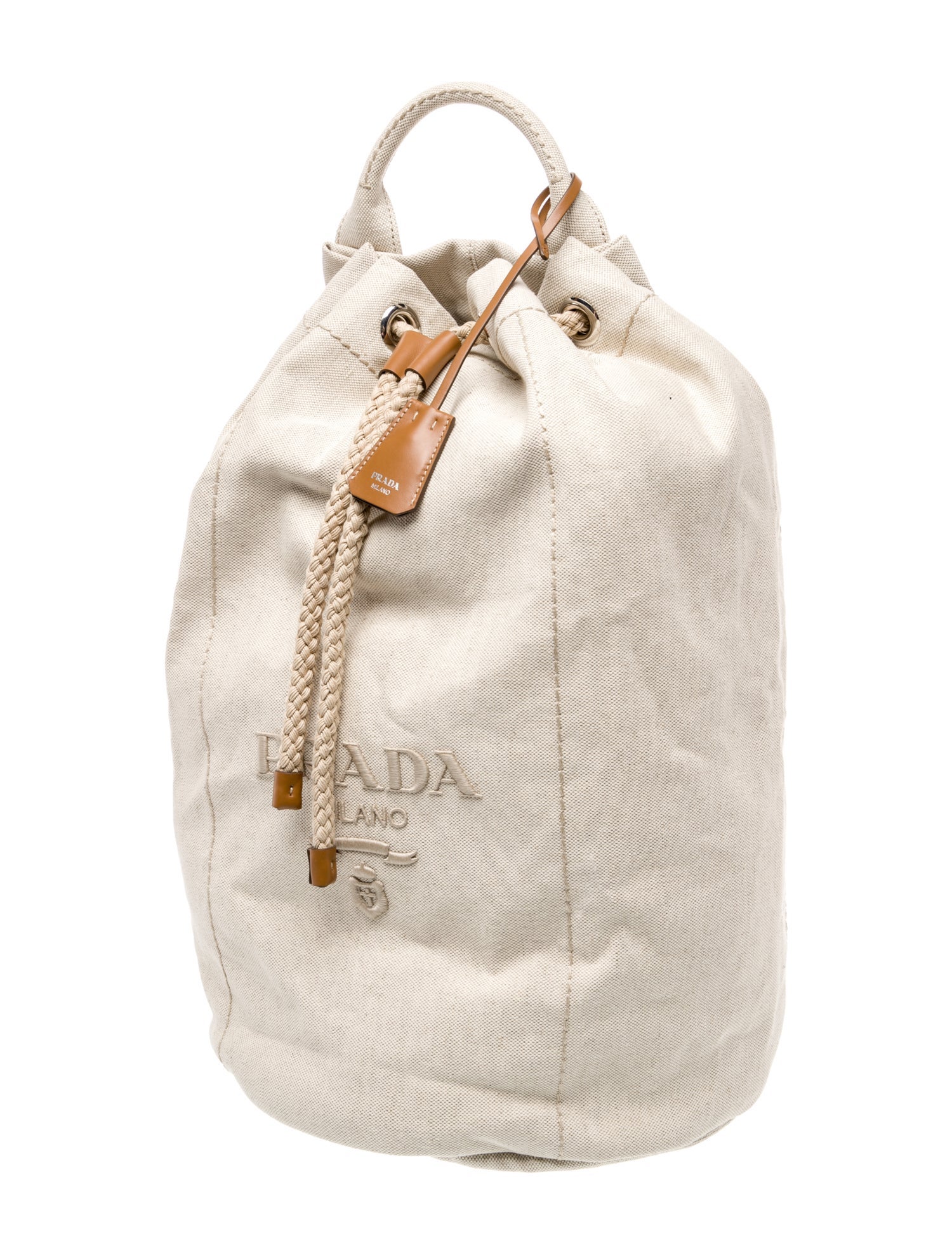 Prada Enameled Metal Triangle Duffle Bag