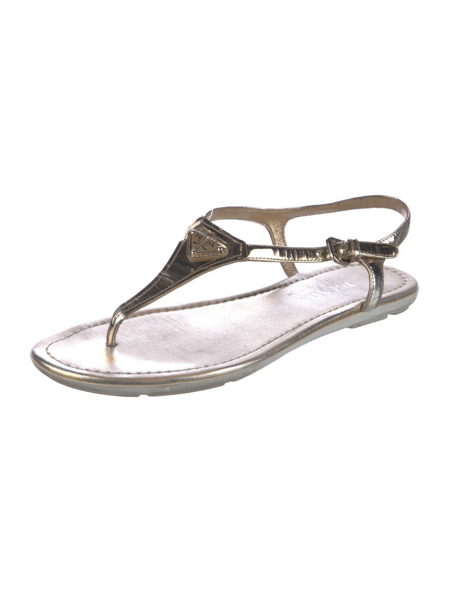 Prada Patent Leather T-Strap Sandals