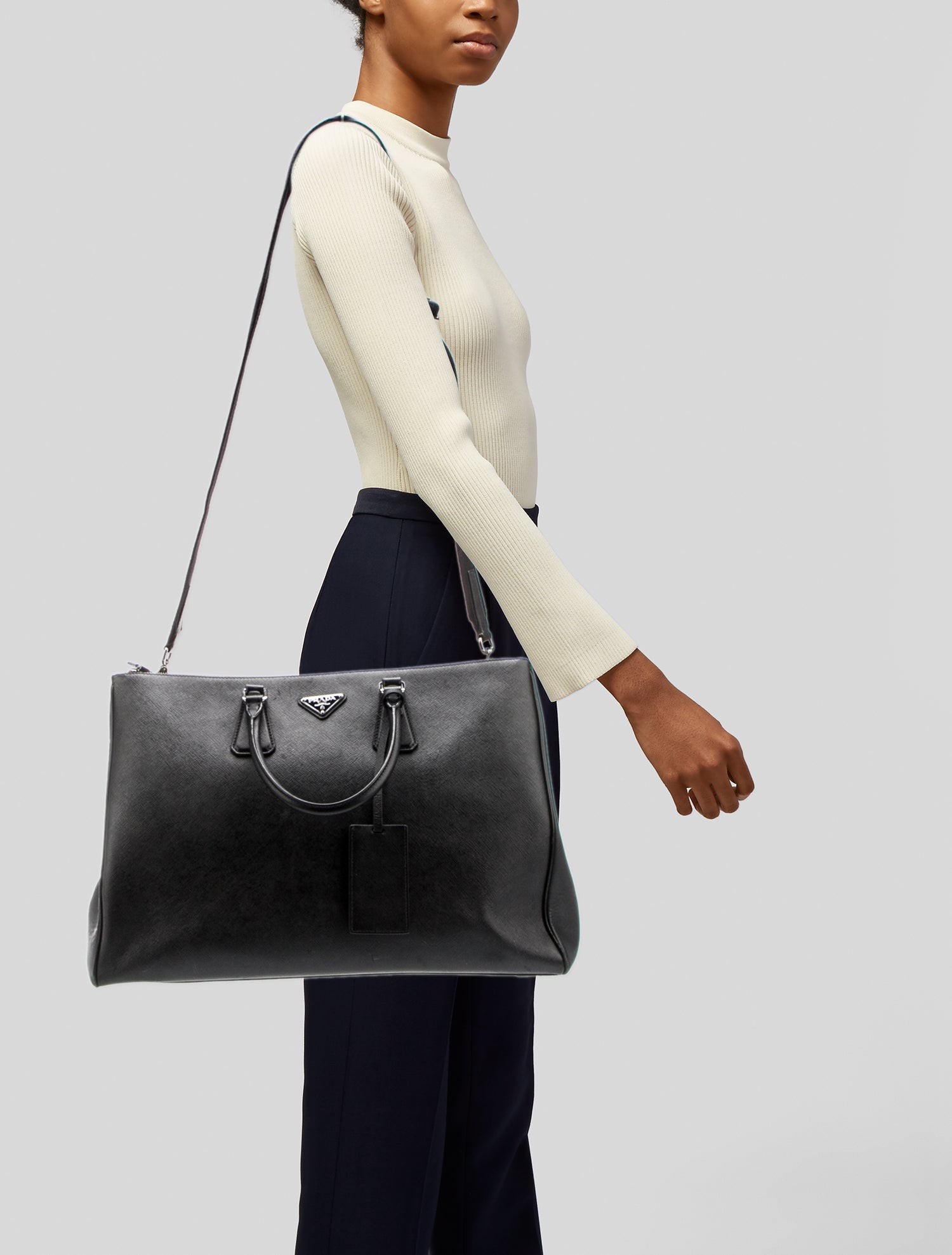 Prada Saffiano Lux Leather Galleria Double Zip XL