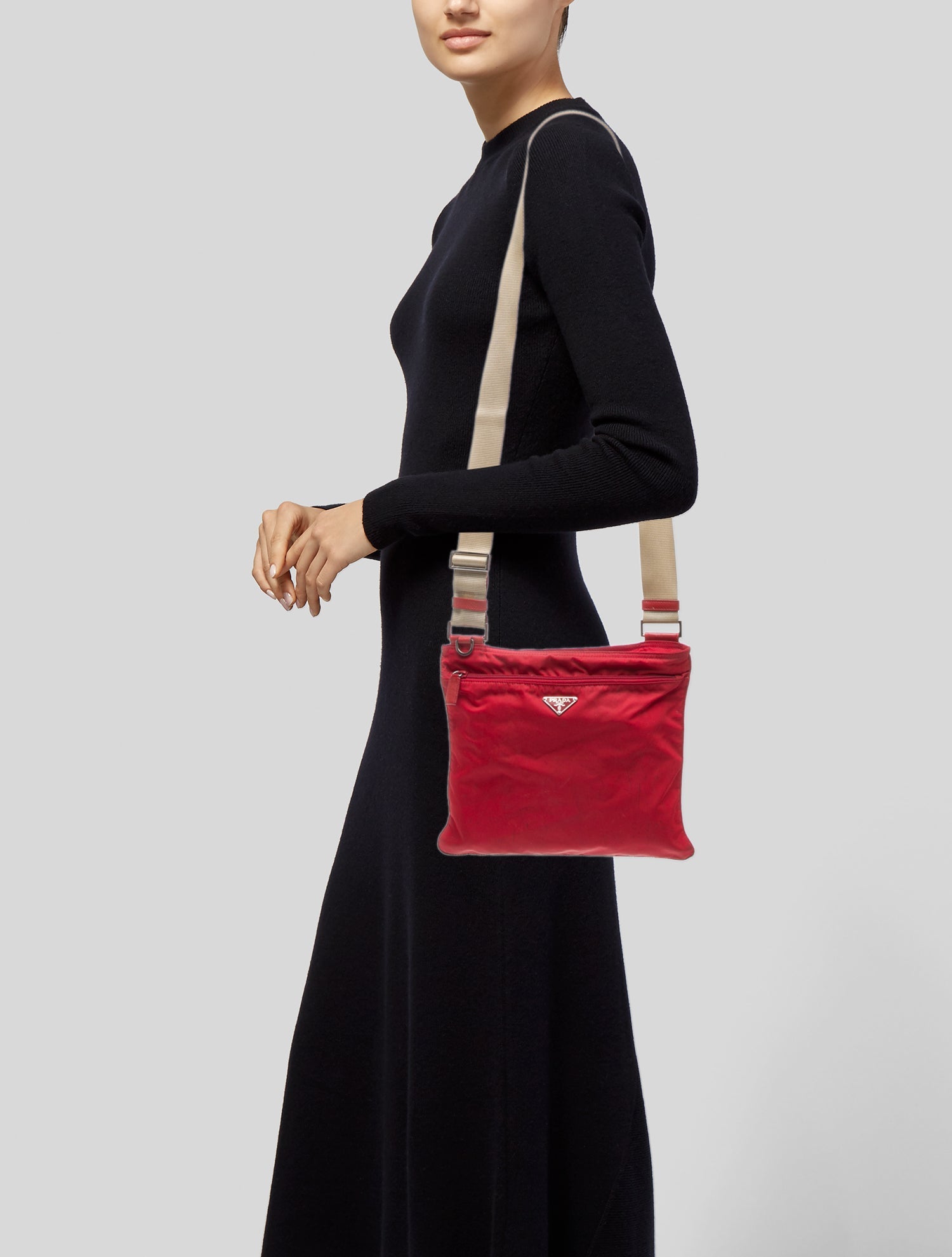 Prada Enameled Metal Triangle Portfolio