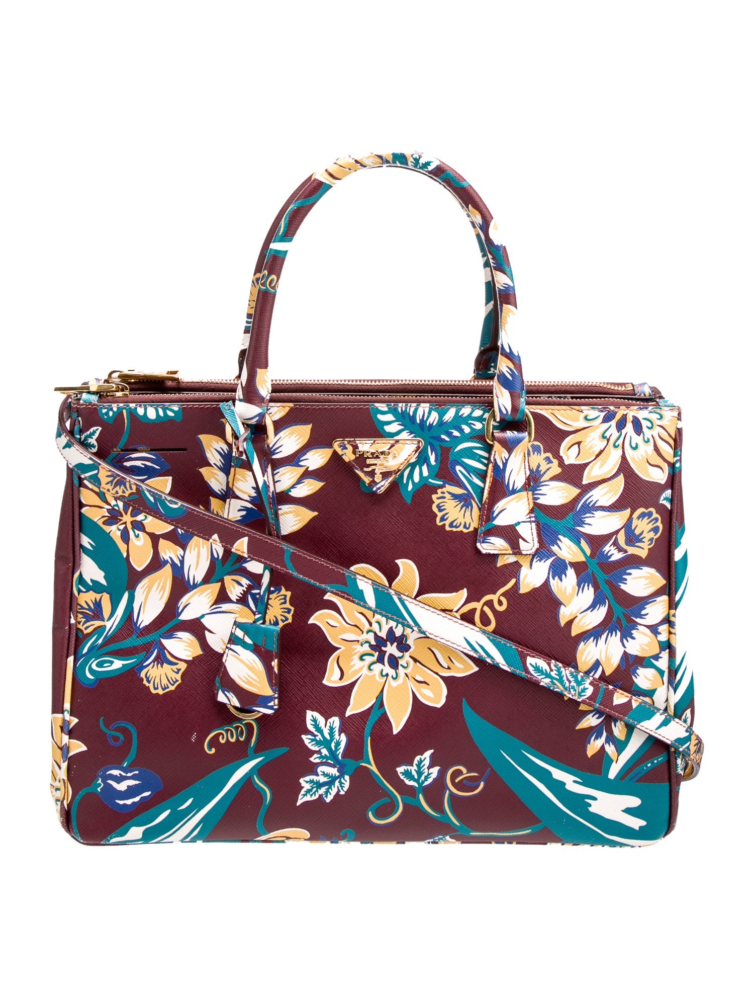 Prada Saffiano Lux Leather Galleria Double Zip