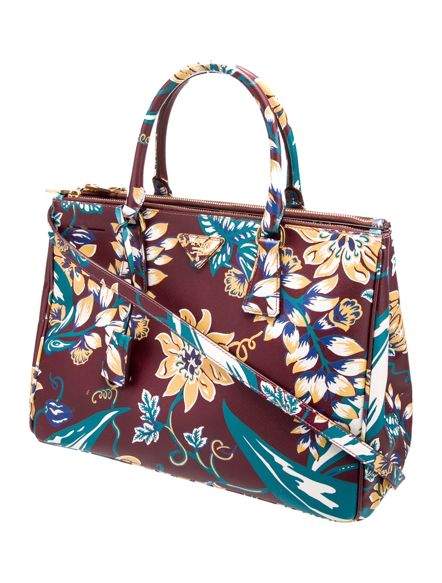 Prada Saffiano Lux Leather Galleria Double Zip