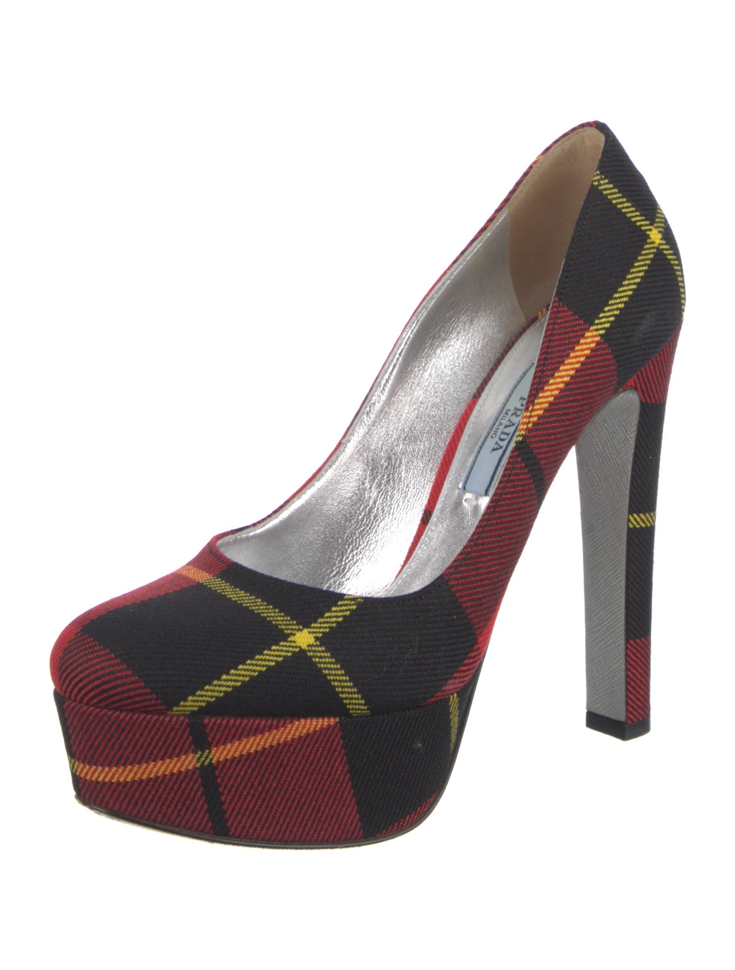 Prada Printed Leather Trim Embellishment Pumps