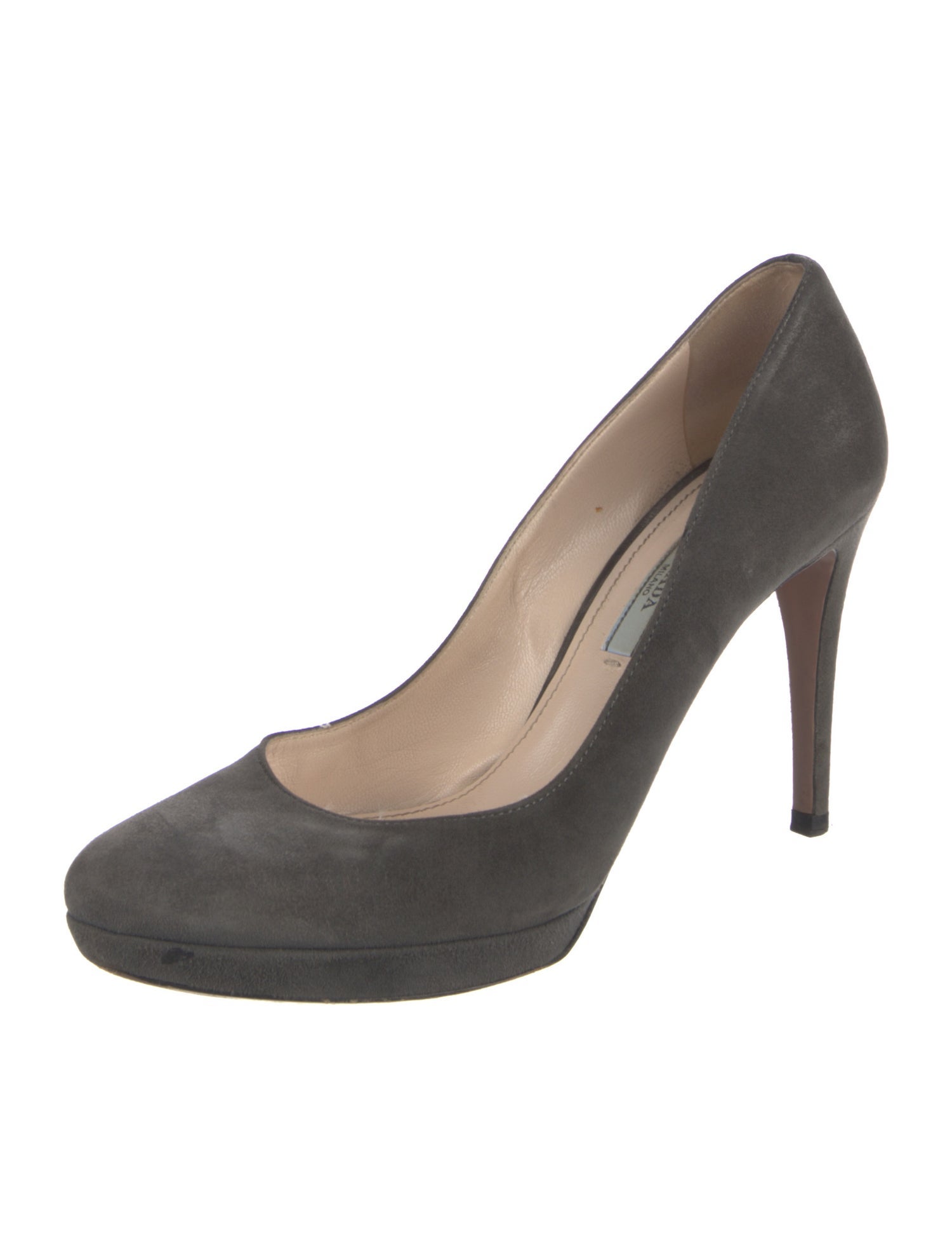 Prada Suede Leather Trim Embellishment Pumps