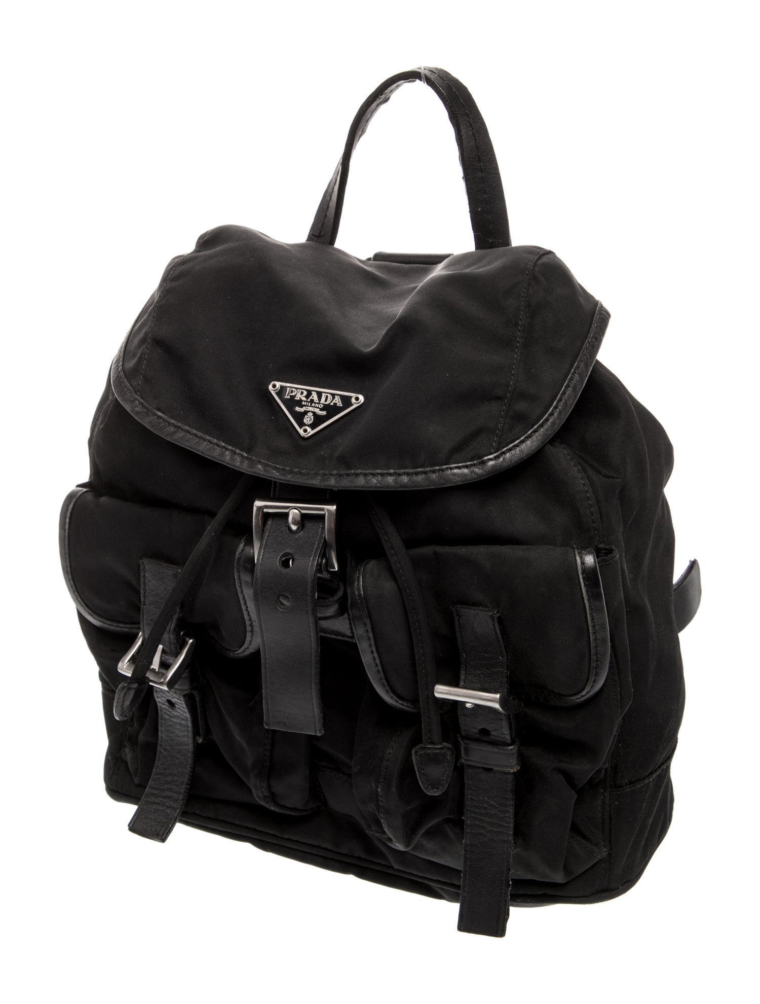 Prada Enameled Metal Triangle Backpack Vintage