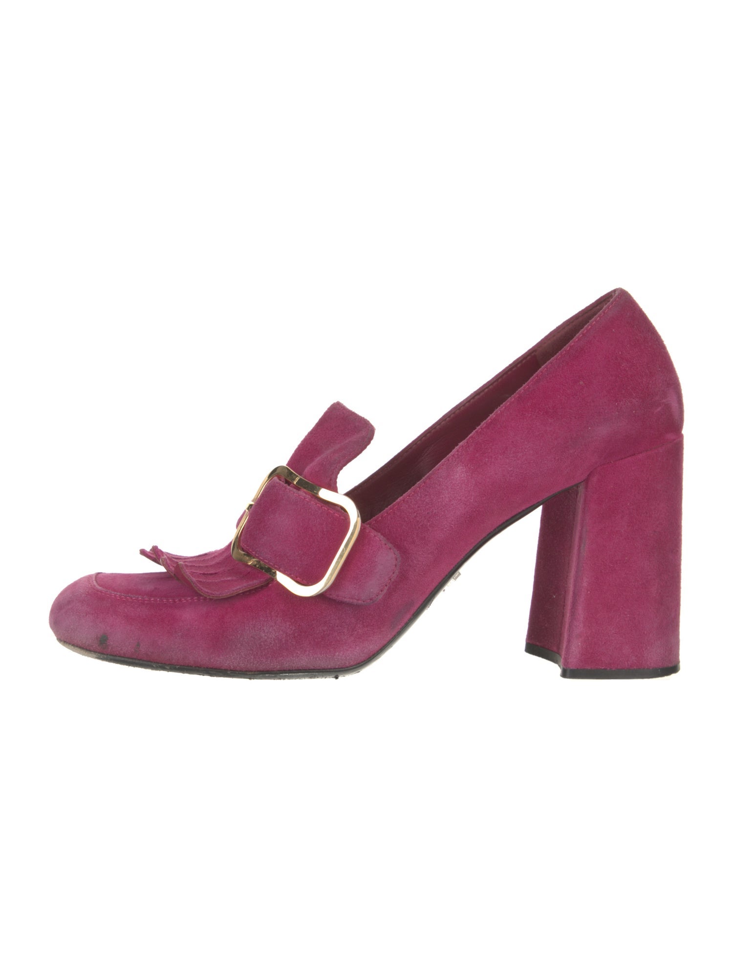 Prada Suede Fringe Trim Accent Pumps