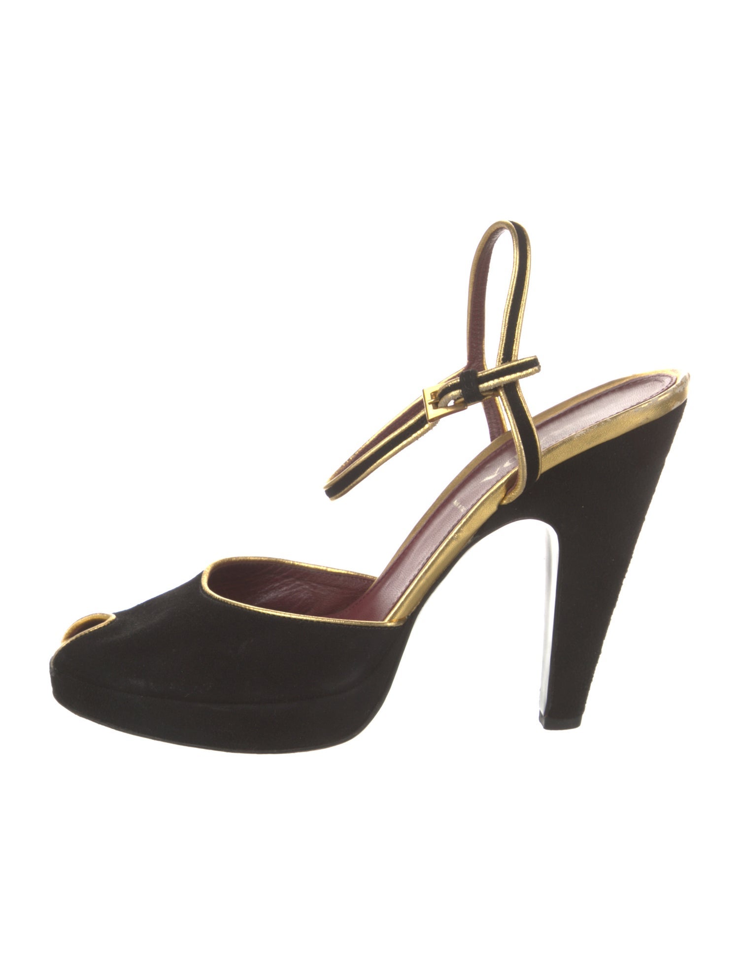Prada Suede Leather Trim Embellishment Slingback Pumps