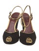 Prada Suede Leather Trim Embellishment Slingback Pumps