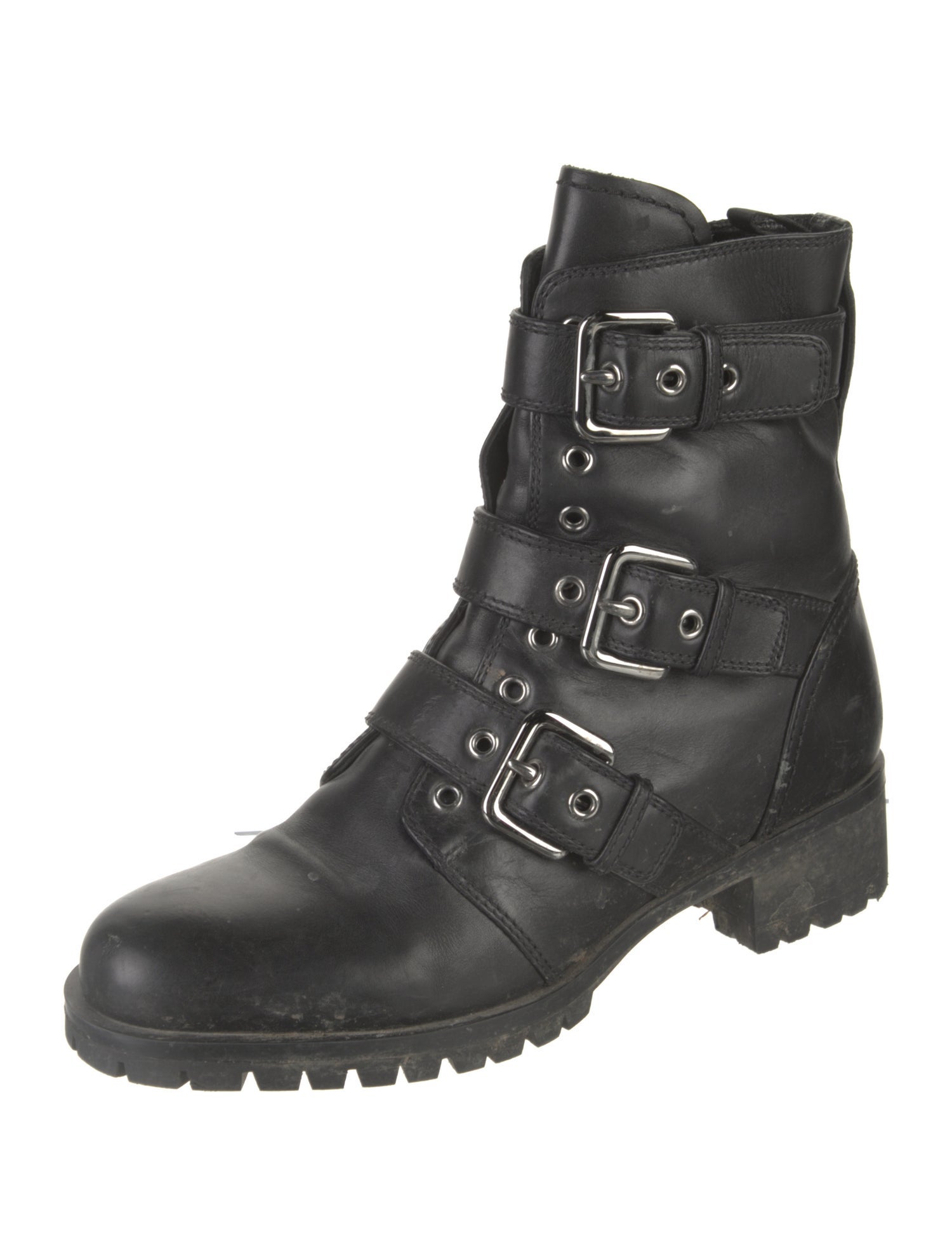 Prada Leather Combat Boots