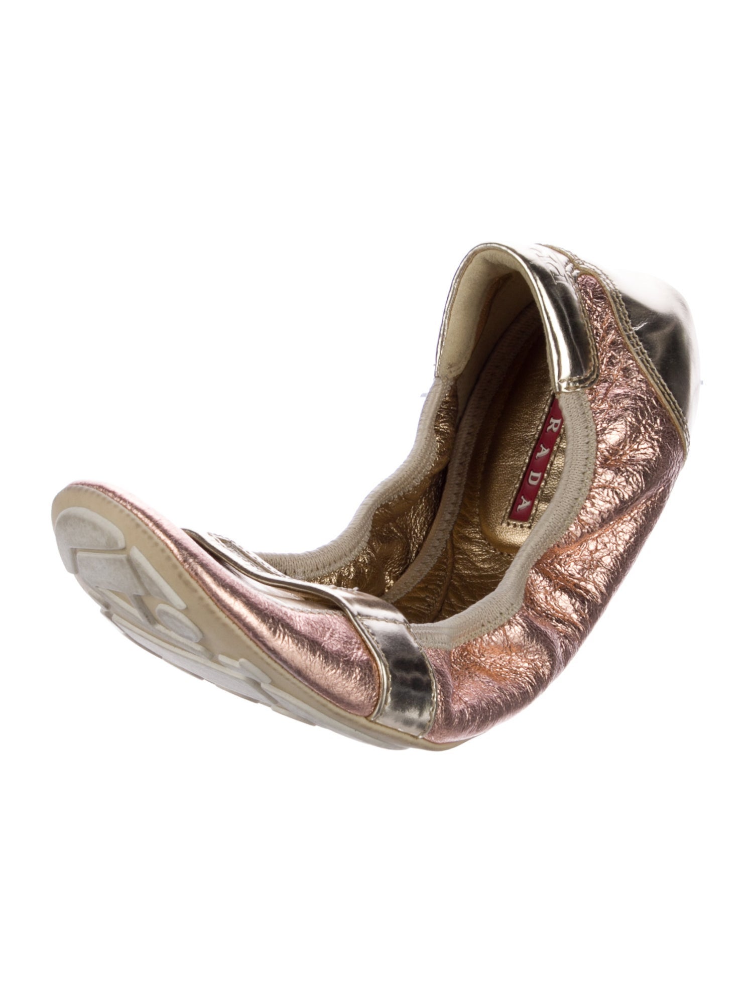 Prada Sport Leather Colorblock Pattern Ballet Flats