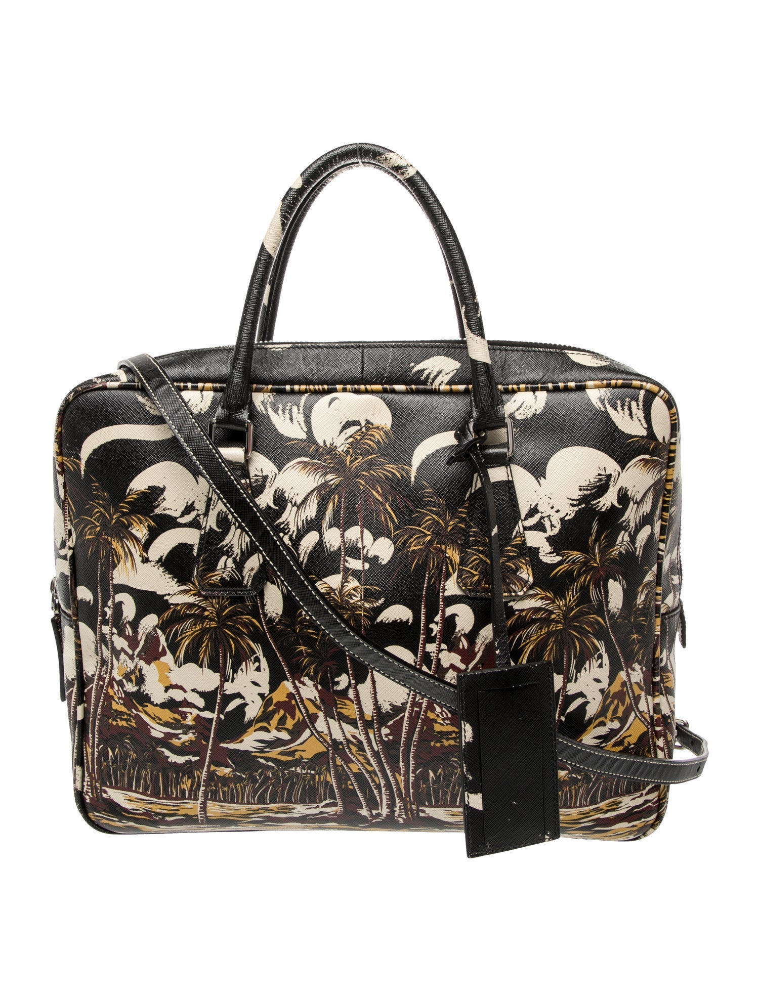 Prada Enameled Metal Triangle Top Handle Bag