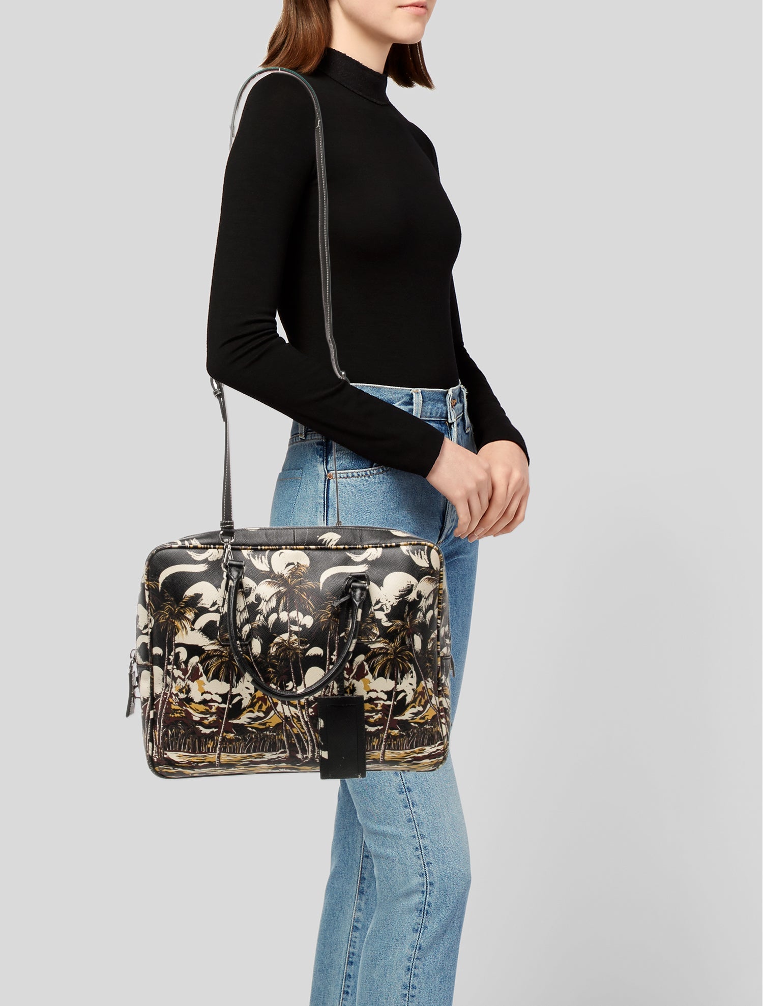 Prada Enameled Metal Triangle Top Handle Bag