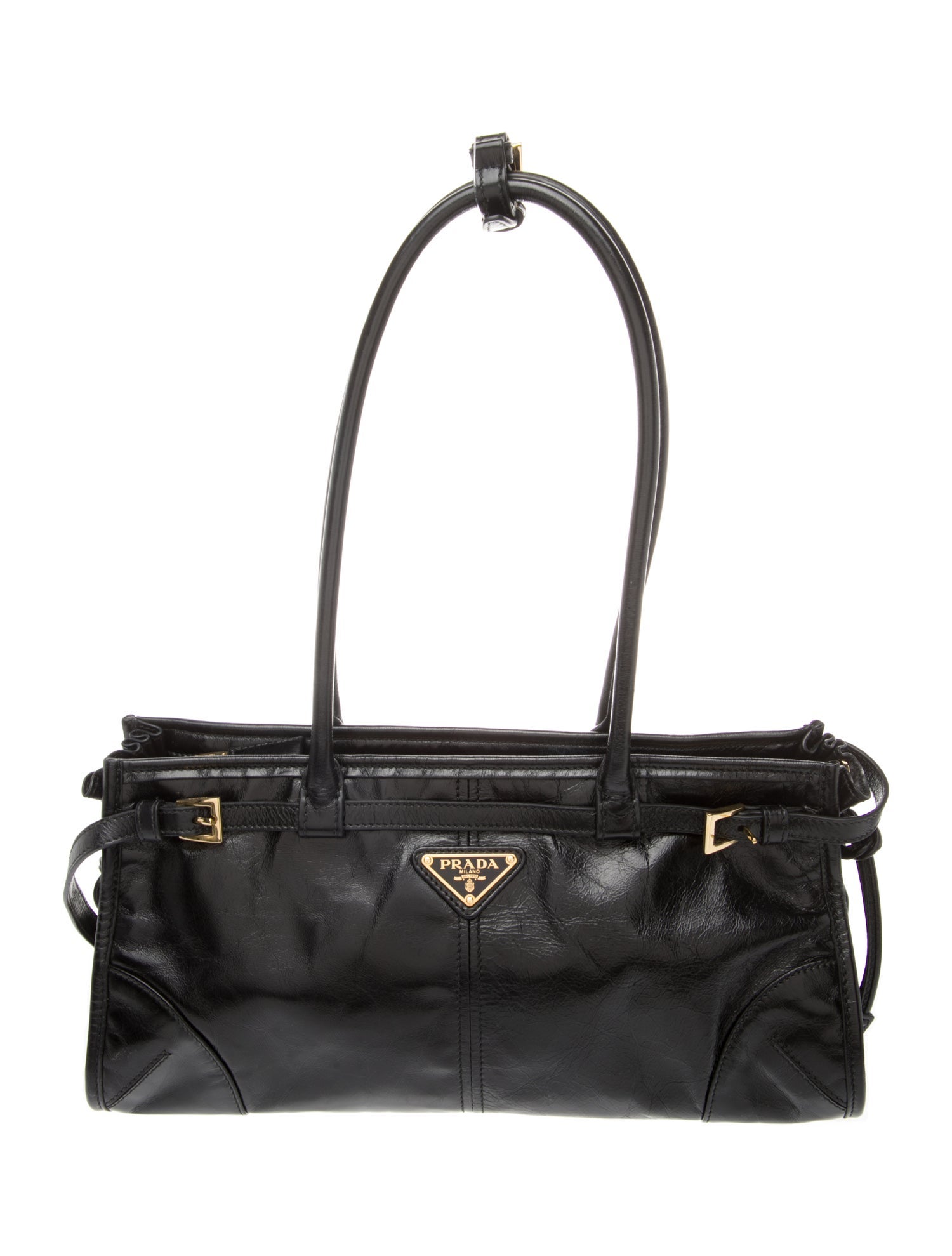 Prada Enameled Metal Triangle Bonnie Medium