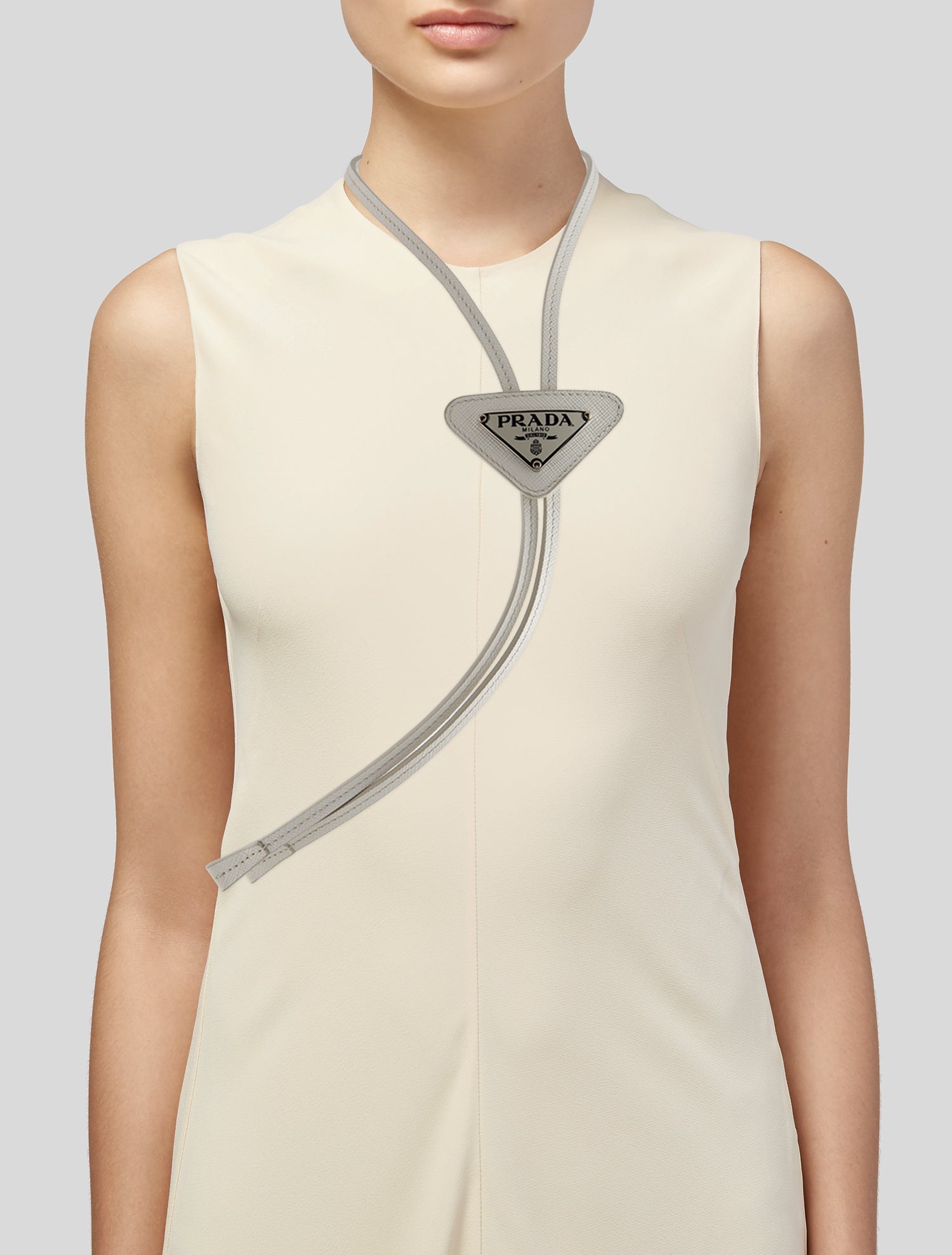 Prada Leather Saffiano Bolo Tie Necklace