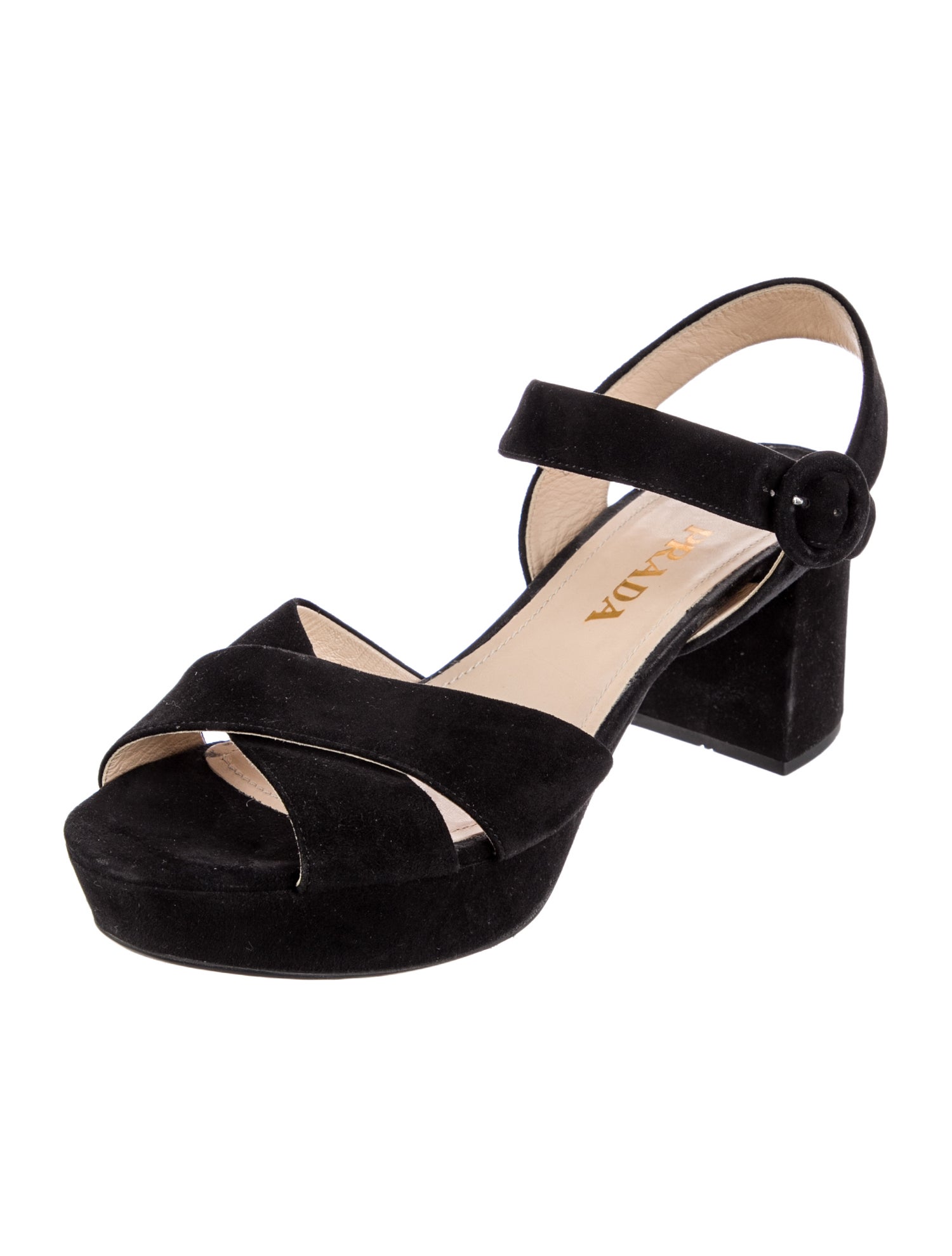 Prada Suede Cutout Accent Slingback Sandals