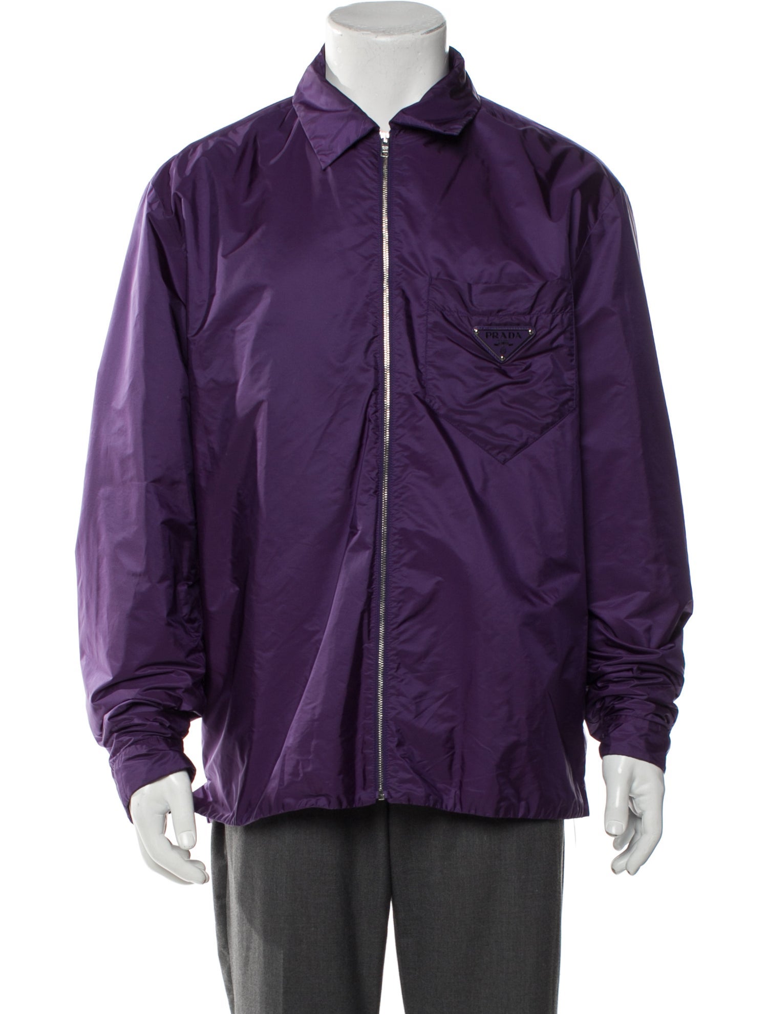 Prada 2021 Enameled Metal Triangle Windbreaker