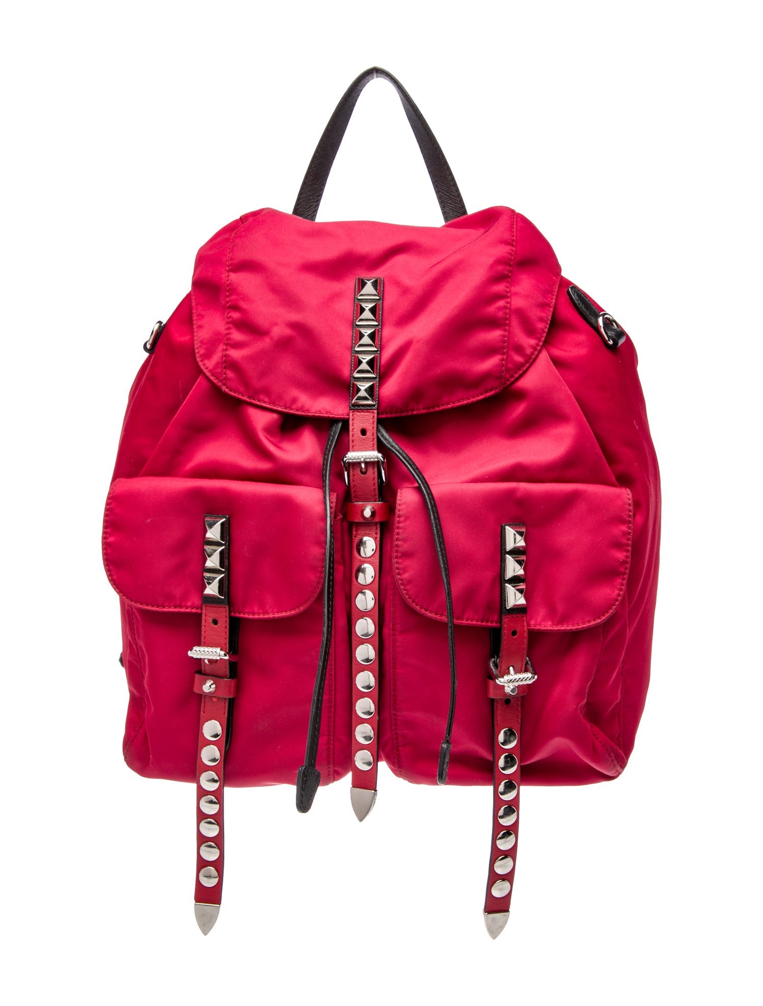 Prada Enameled Metal Triangle Backpack