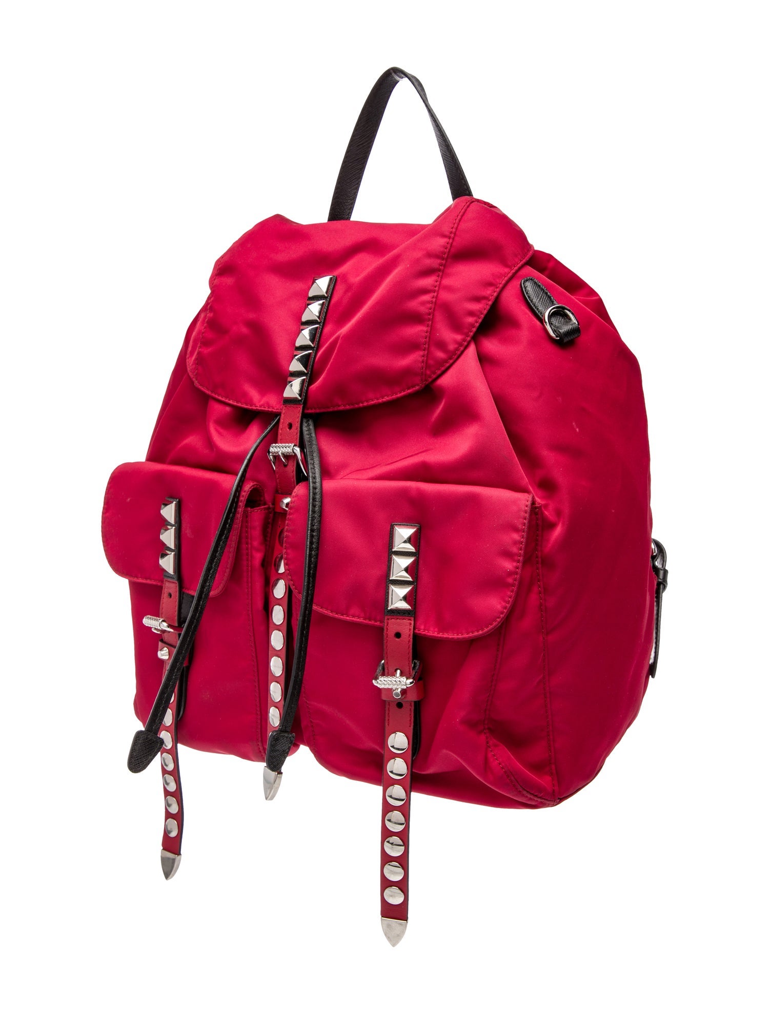 Prada Enameled Metal Triangle Backpack