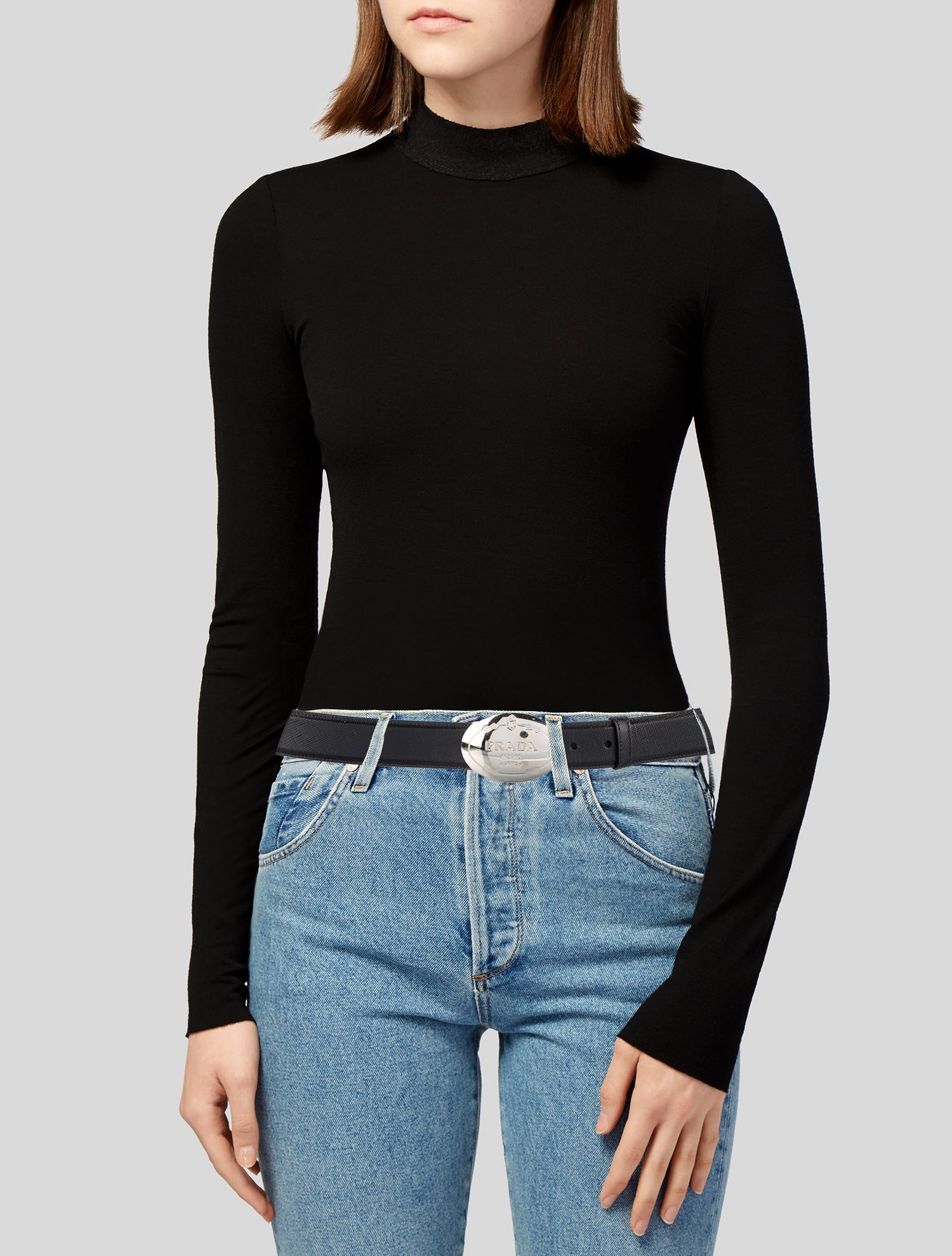 Prada Leather Signature Logo Waist Belt