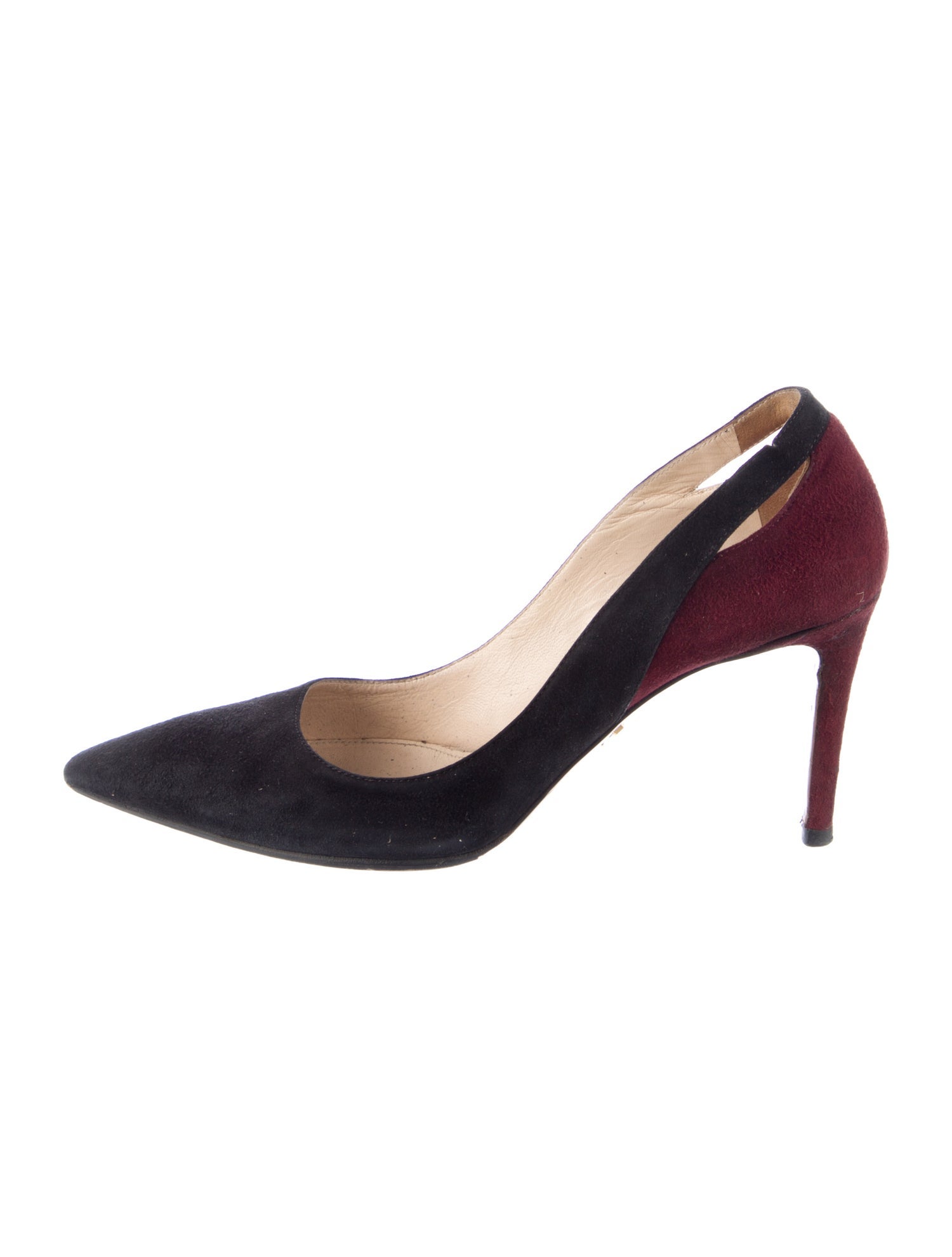 Prada Suede Cutout Accent Pumps