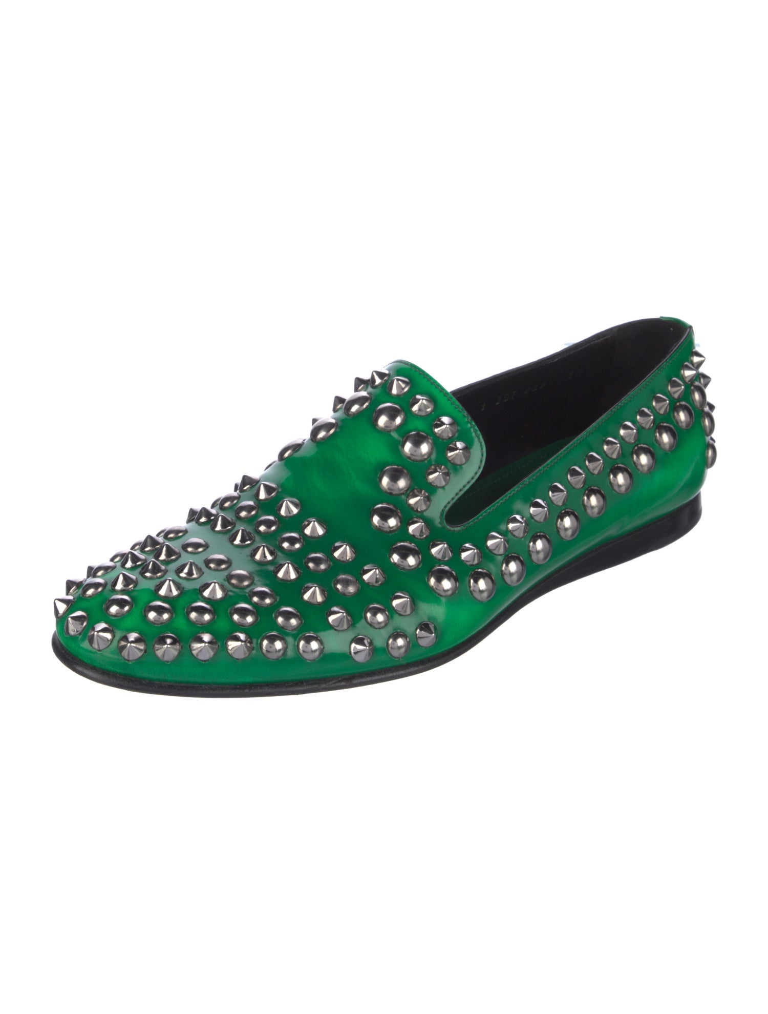 Prada Leather Studded Accents Loafers