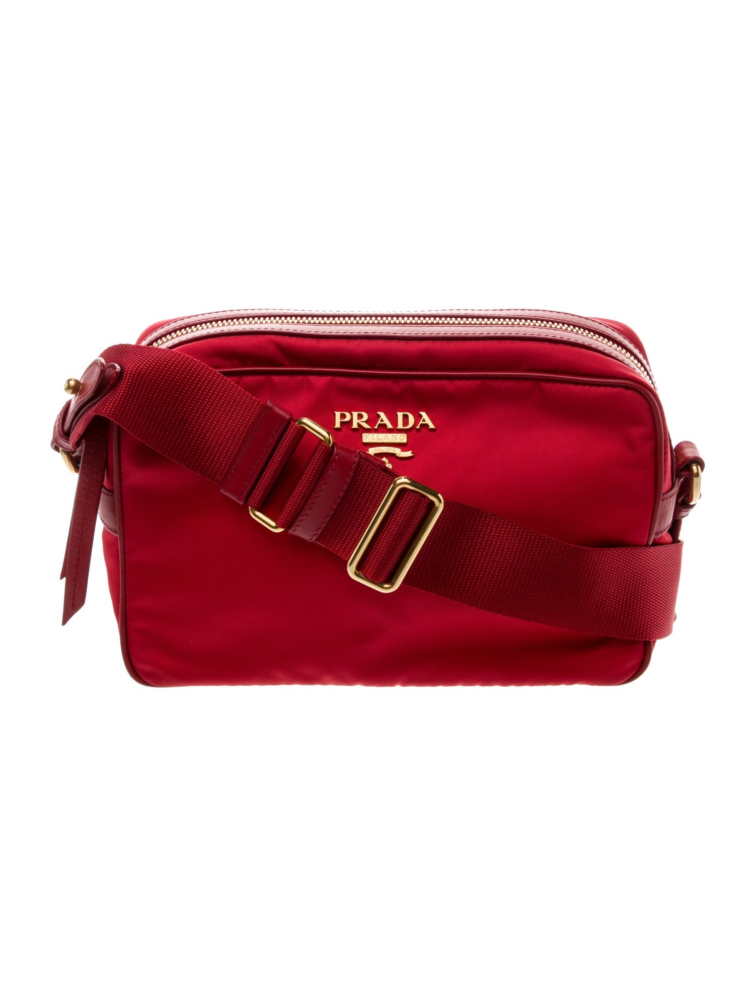 Prada Enameled Metal Triangle Crossbody Bag