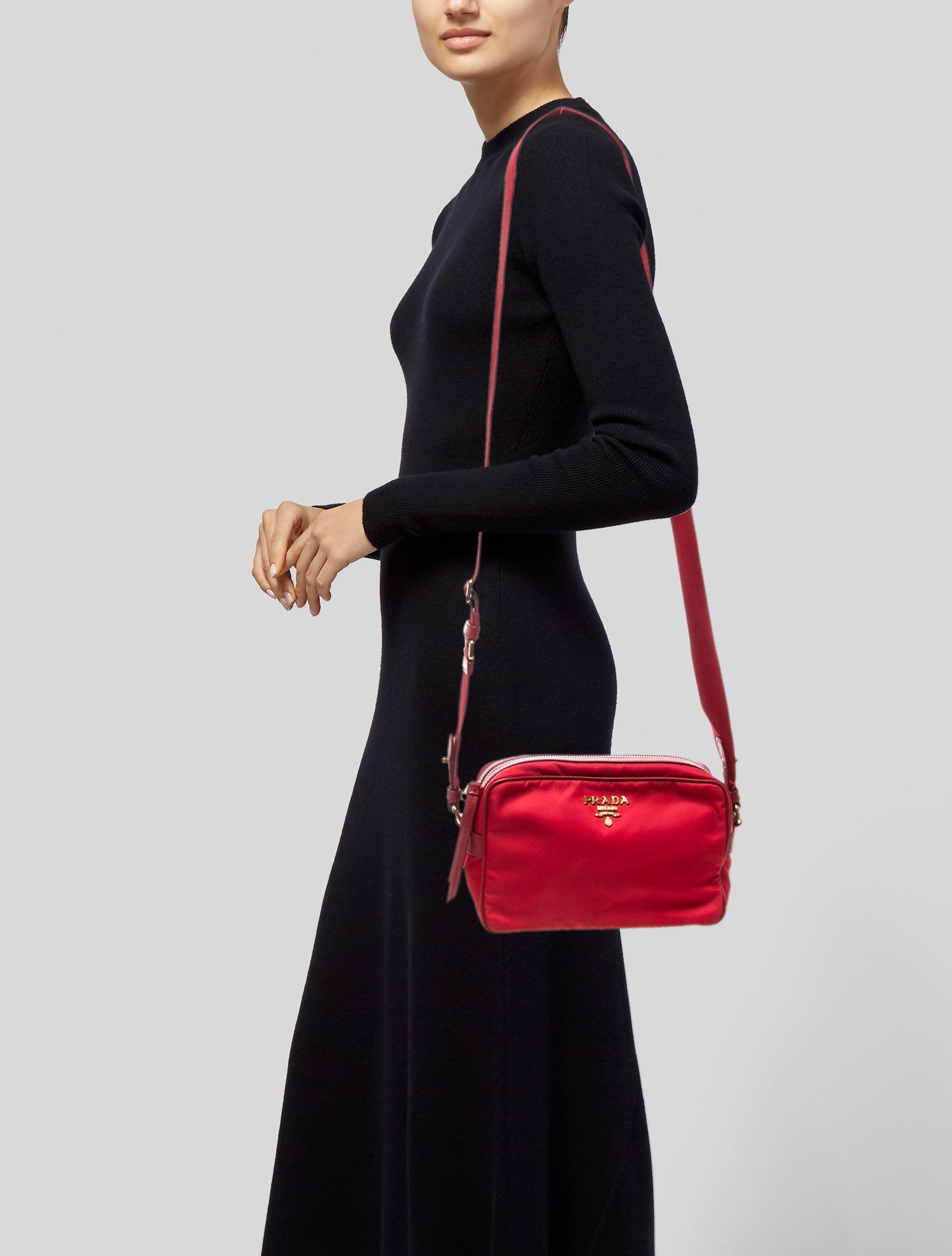 Prada Enameled Metal Triangle Crossbody Bag