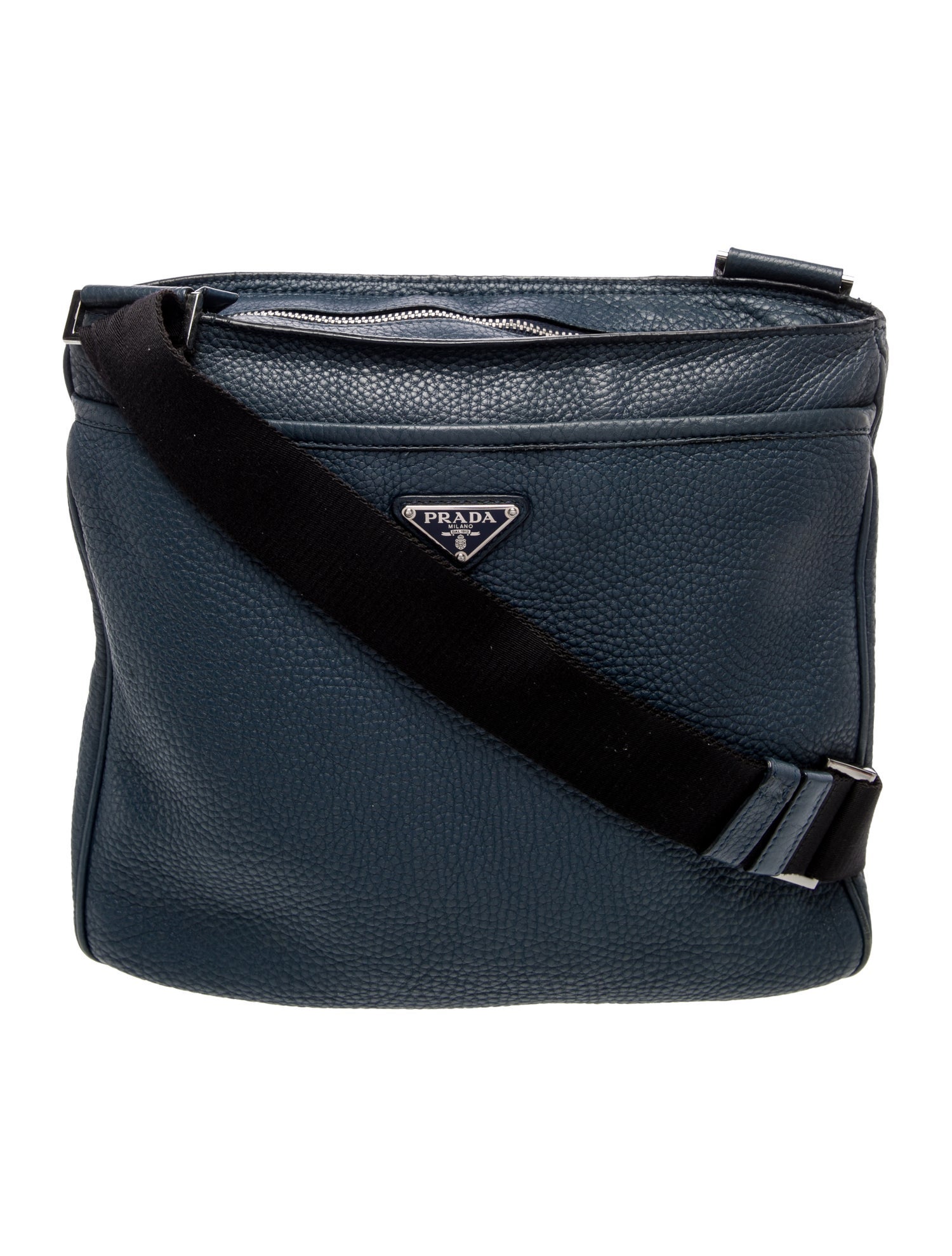 Prada Enameled Metal Triangle Messenger Bag