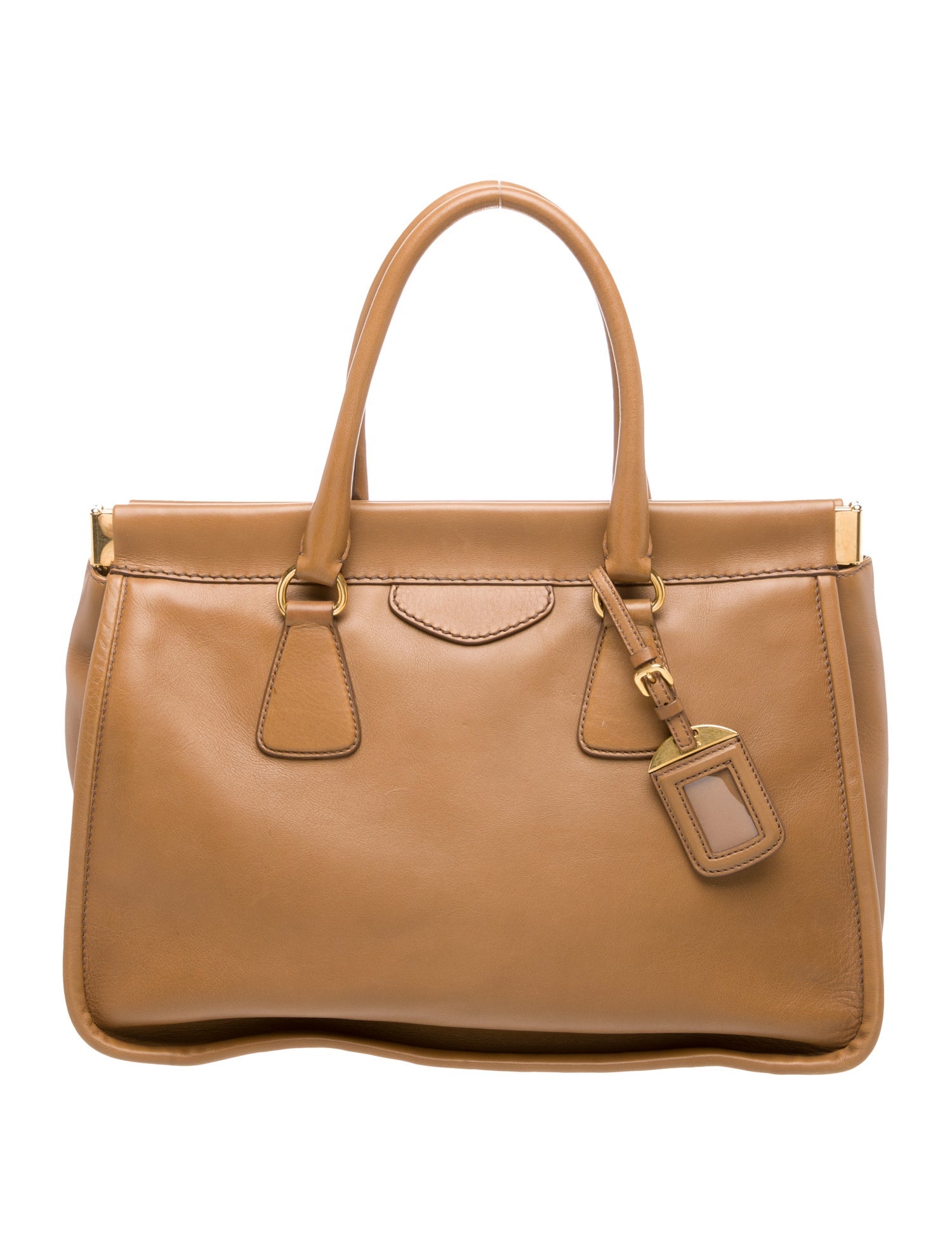 Prada Enameled Metal Triangle Galleria Double Zip