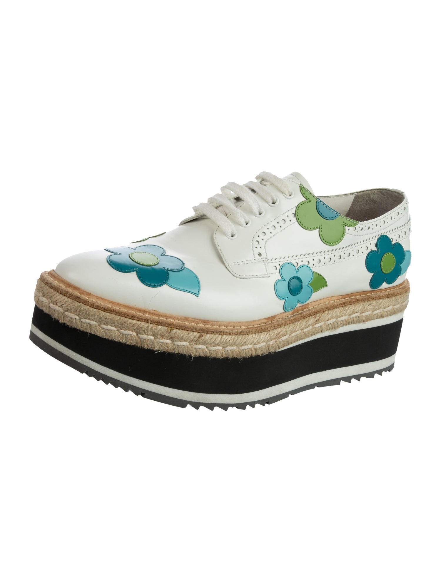 Prada Leather Floral Print Pumps