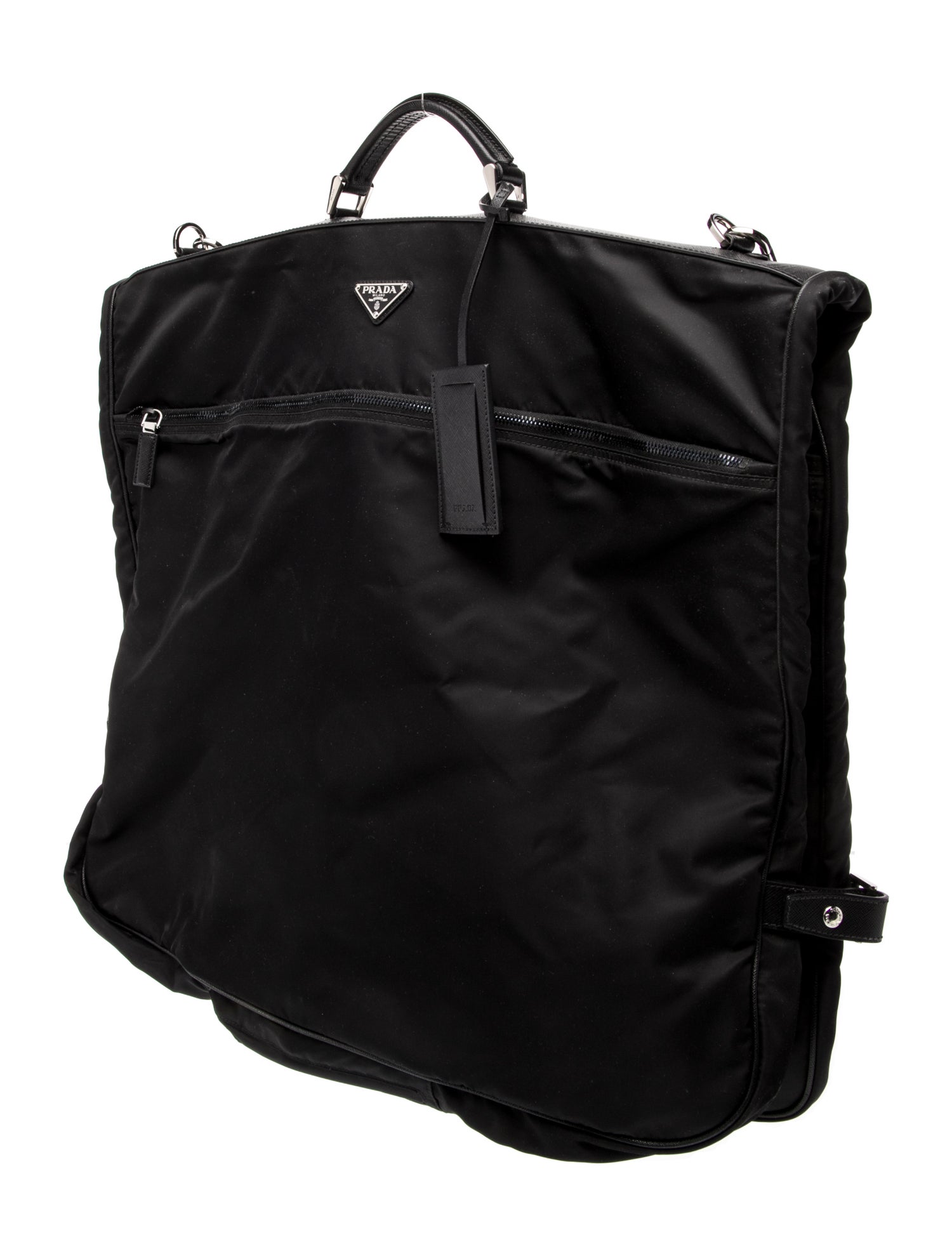 Prada Enameled Metal Triangle Garment Bag