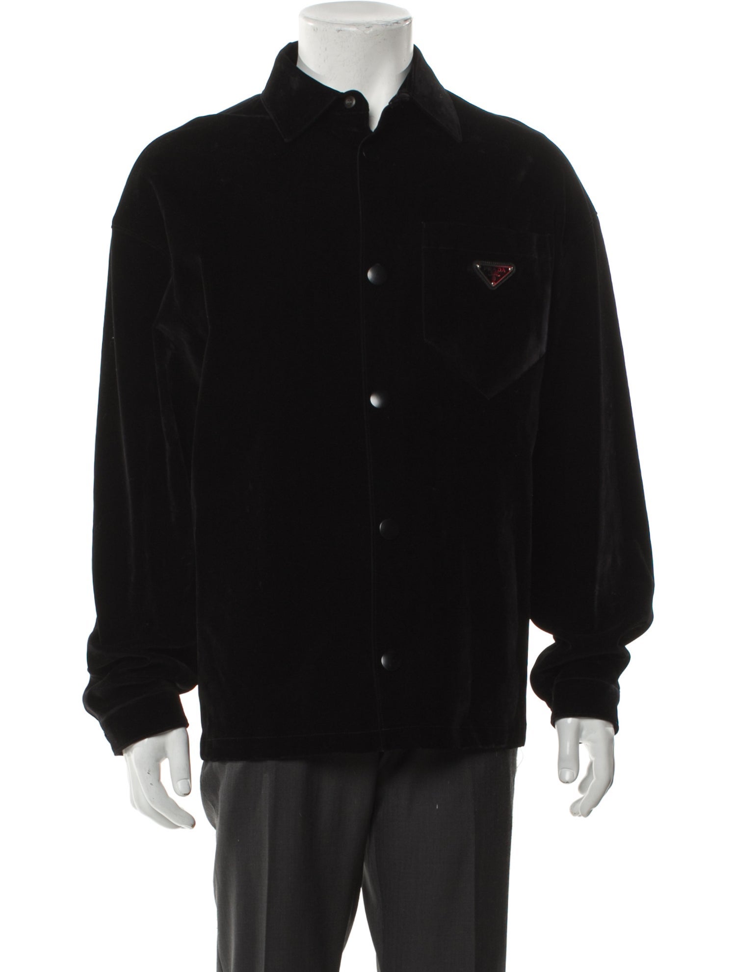 Prada 2023 Enameled Metal Triangle Jacket