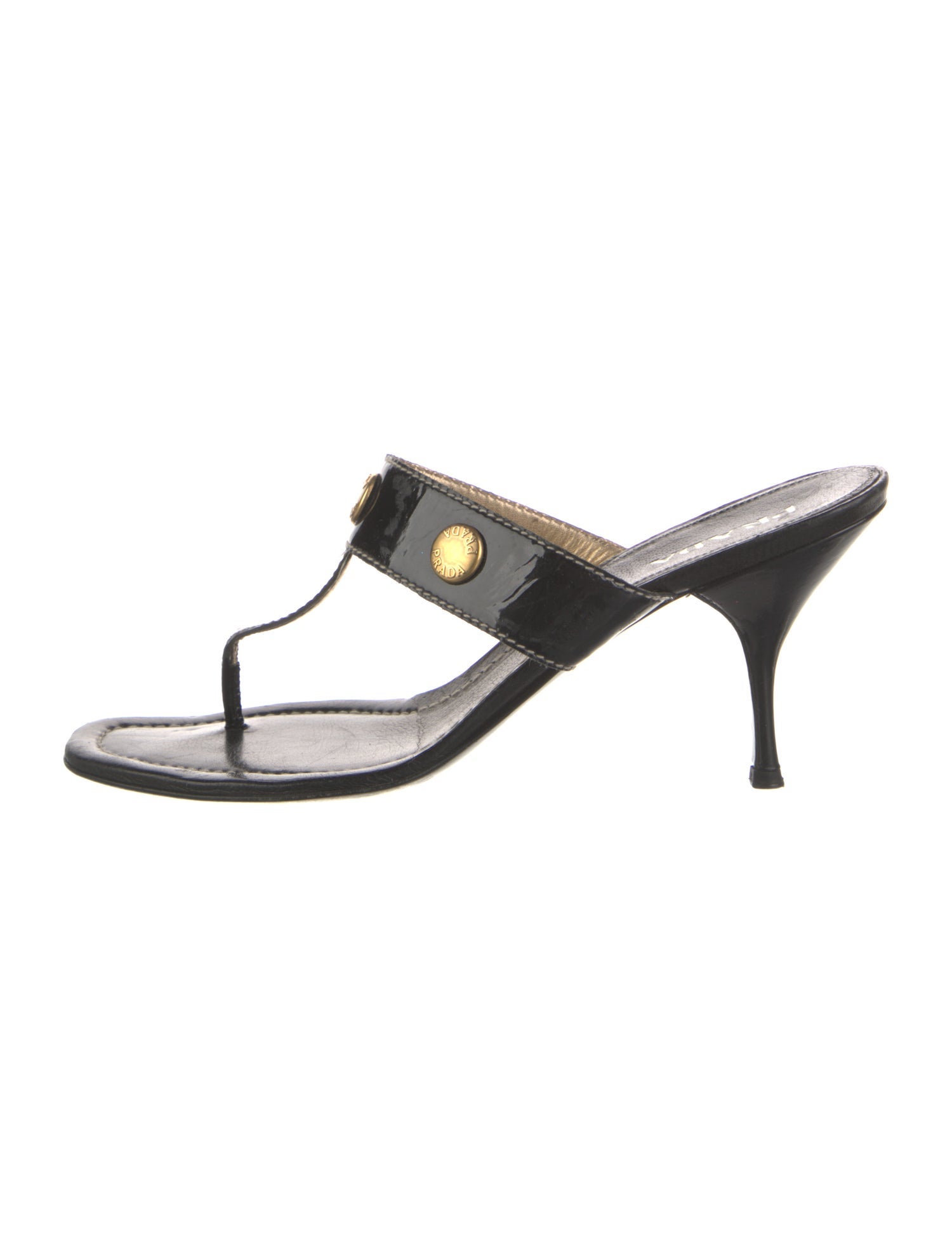 Prada Patent Leather T-Strap Sandals