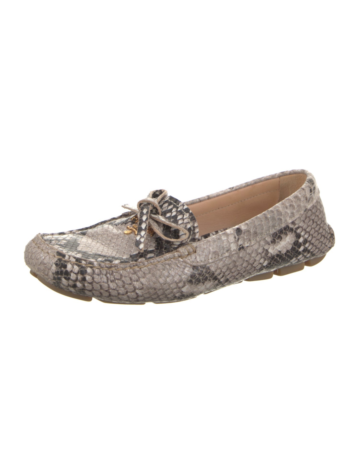 Prada Leather Animal Print Loafers