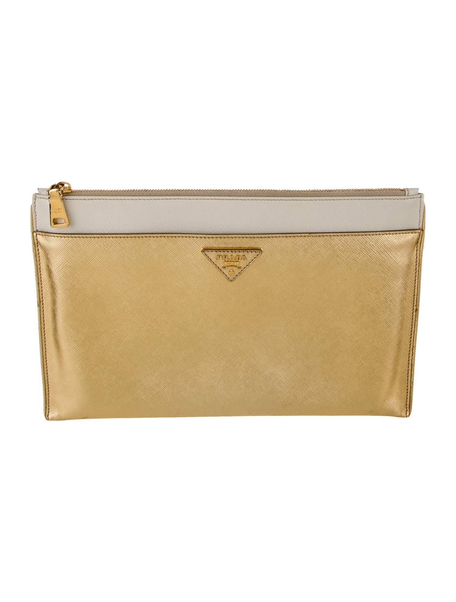 Prada Enameled Metal Triangle Portfolio
