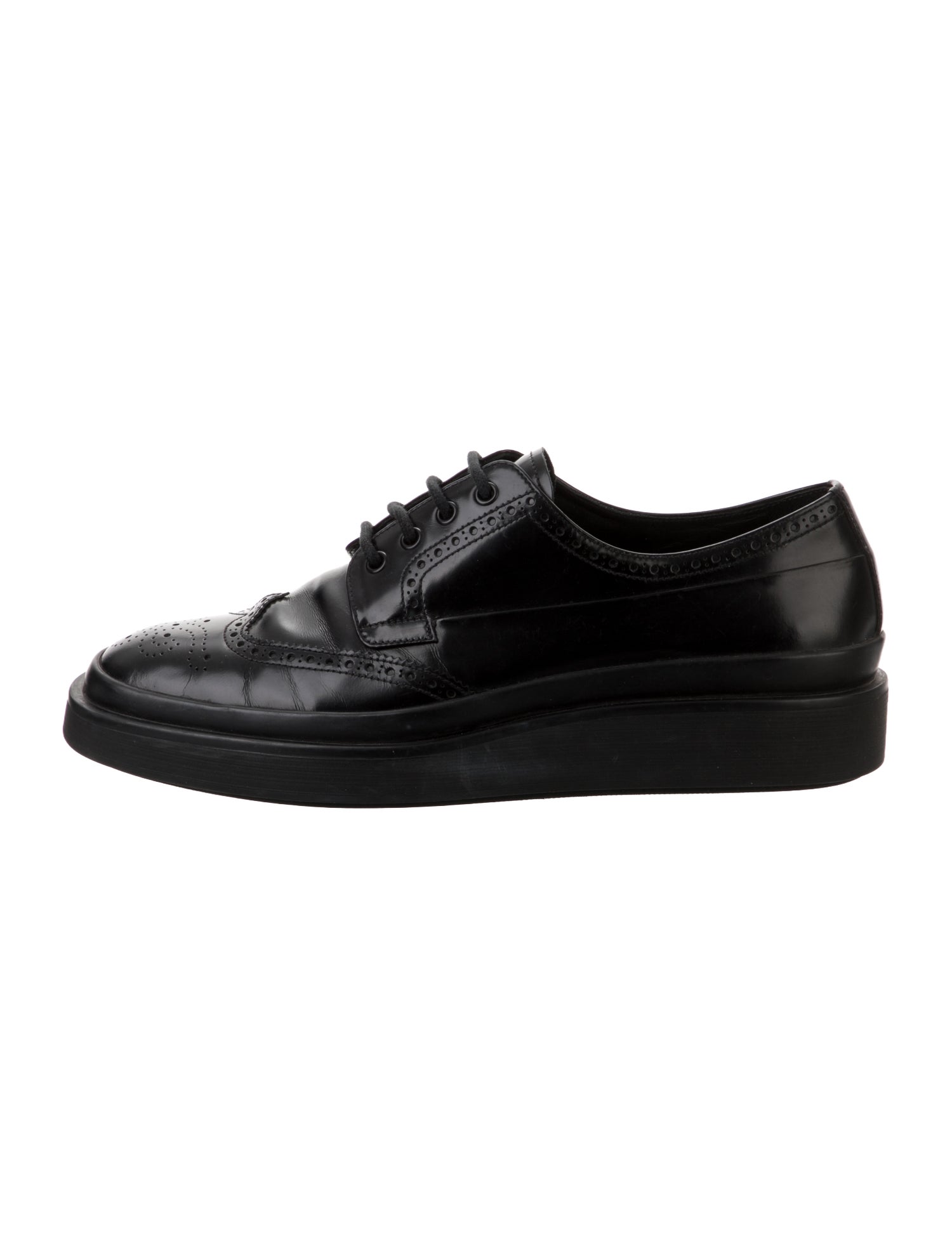 Prada Patent Leather Eyelet Trim Oxfords