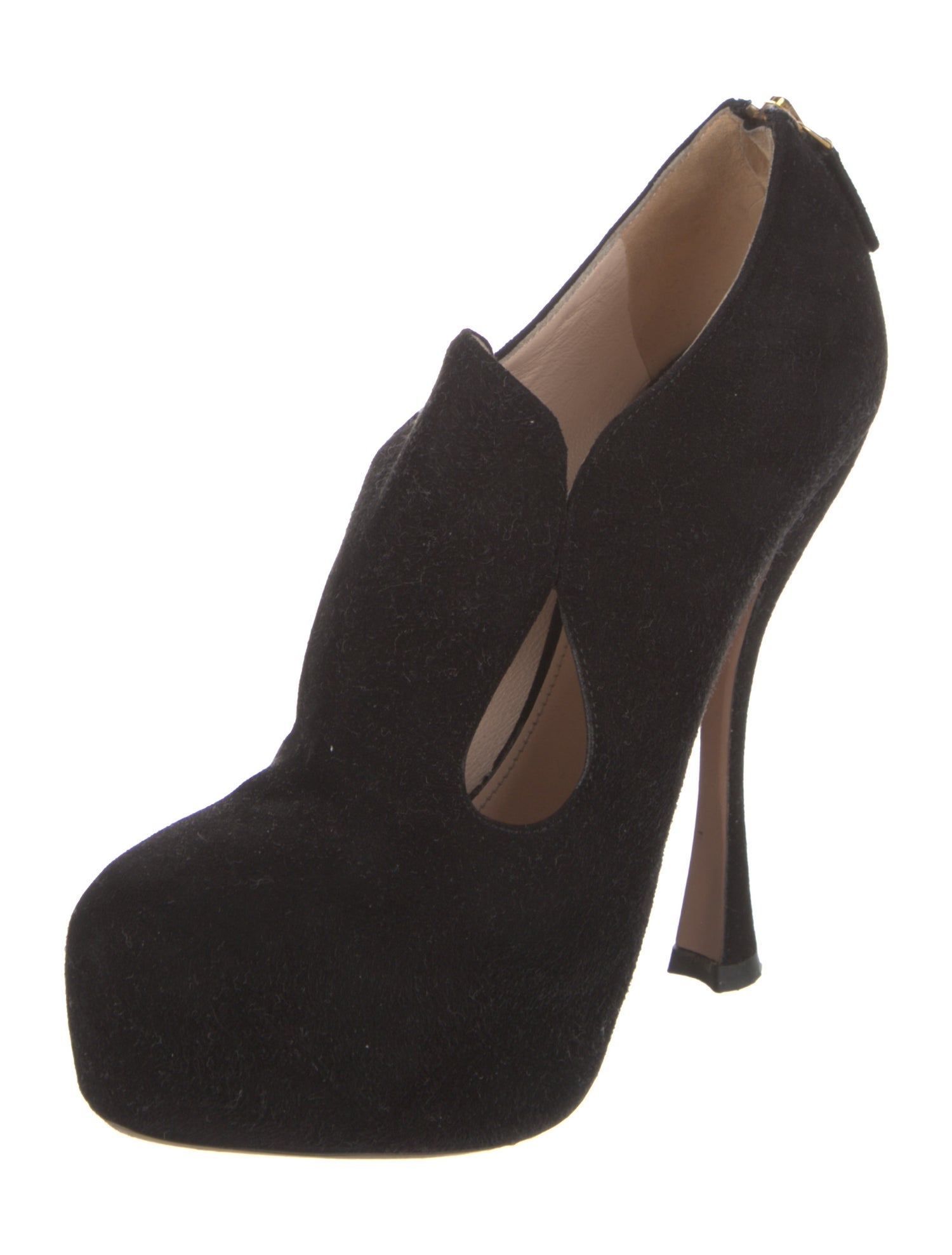 Prada Suede Cutout Accent Pumps