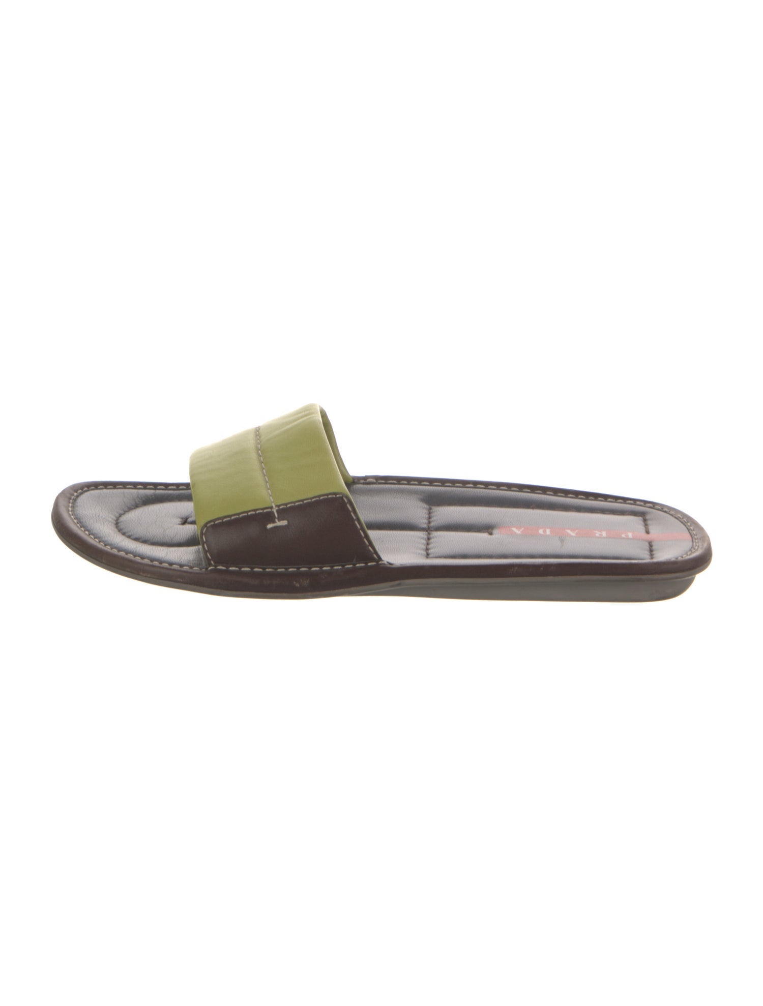 Prada Leather Colorblock Pattern Slides