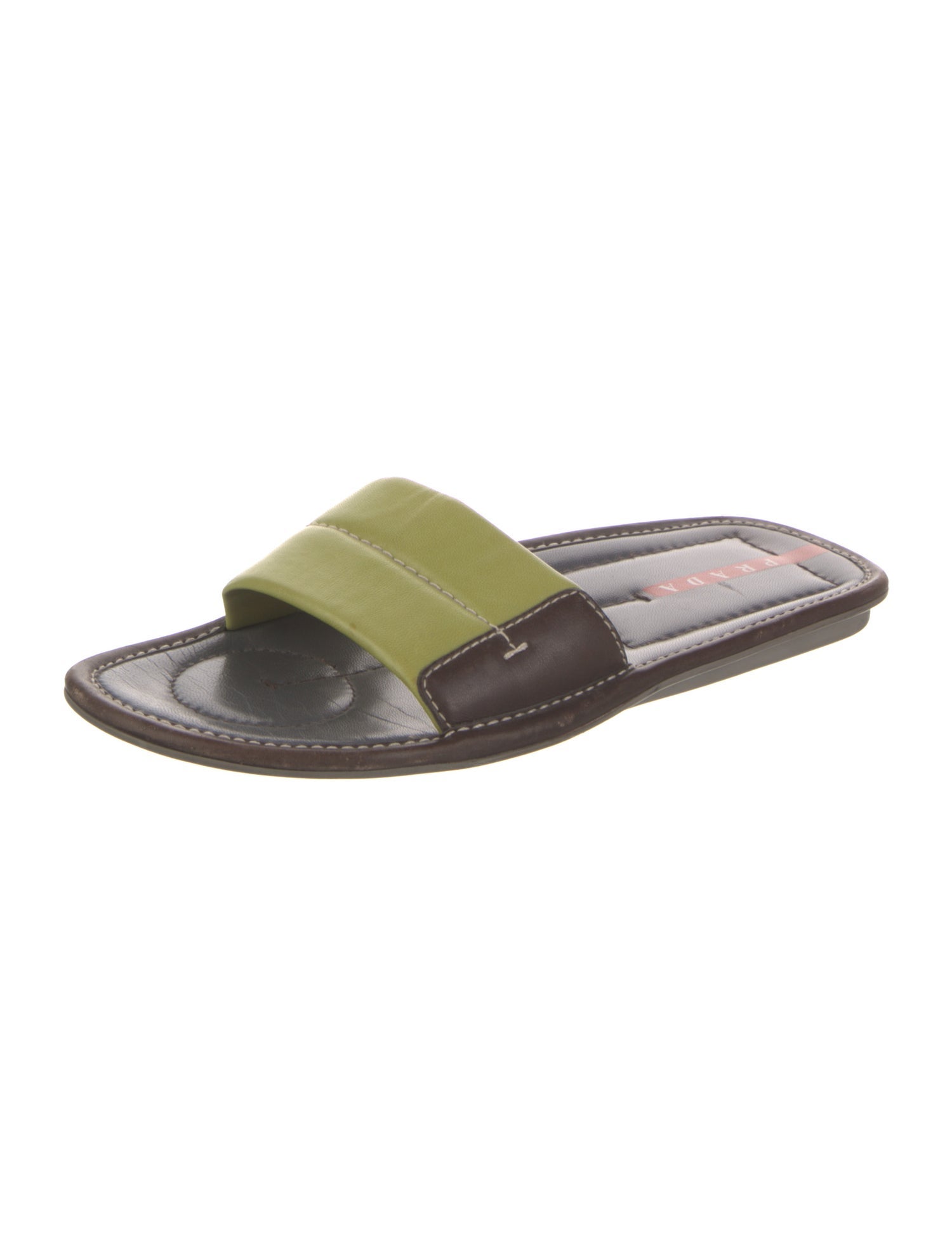 Prada Leather Colorblock Pattern Slides